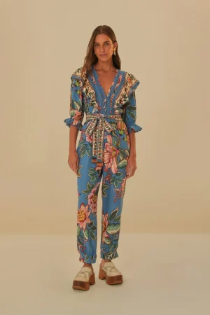 FARM Rio  BLUE WONDERFUL BOUQUET LENZING™ ECOVERO™ EUROFLAX™ JUMPSUIT New