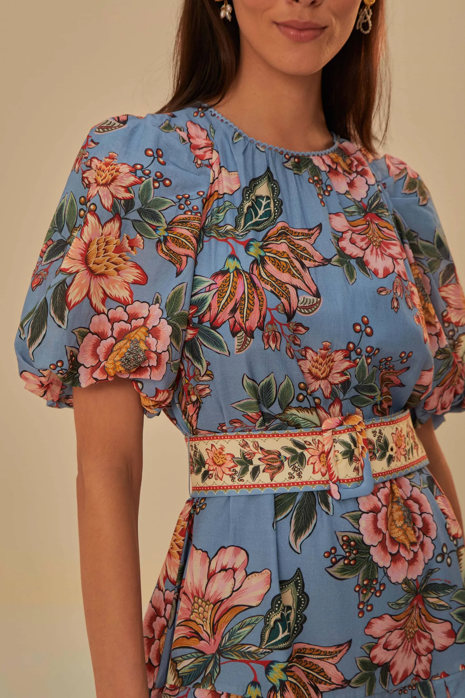 FARM Rio BLUE WONDERFUL BOUQUET MINI DRESS New