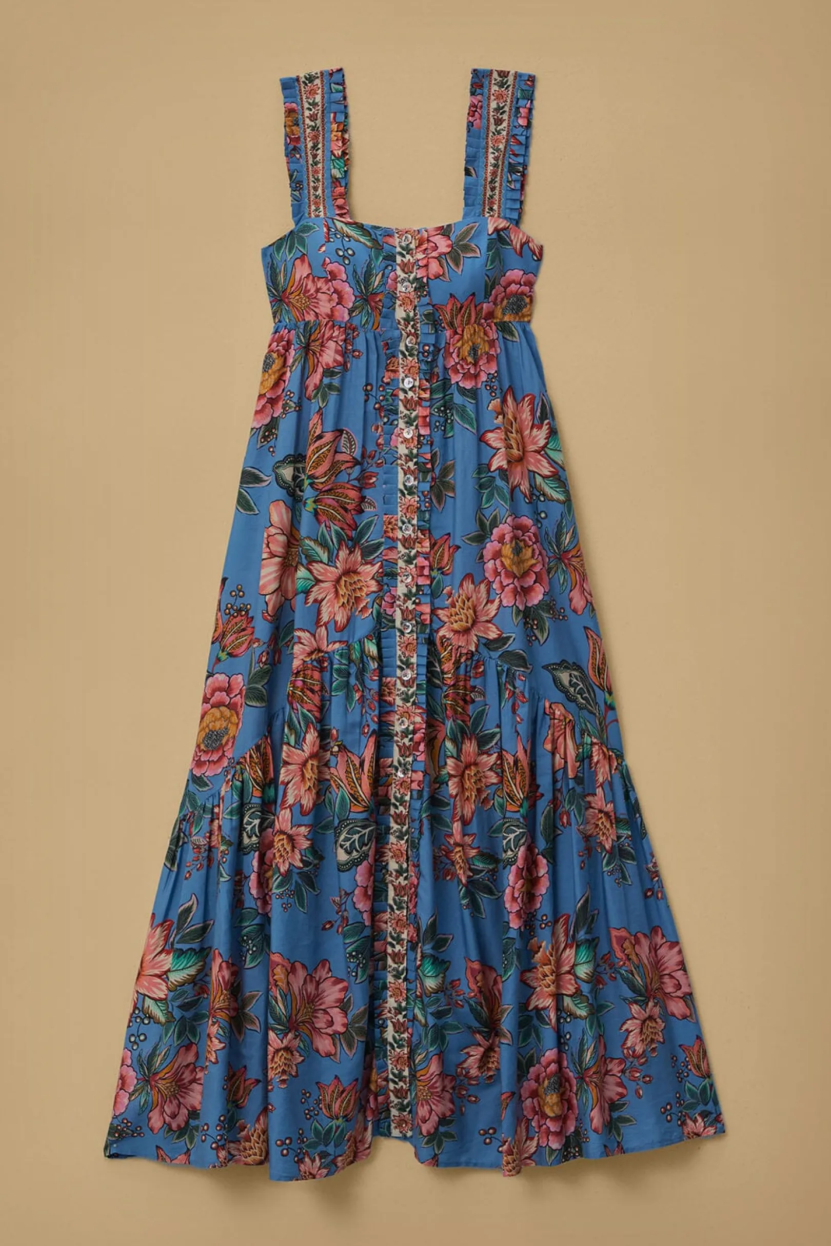 FARM Rio BLUE WONDERFUL BOUQUET SLEEVELESS MAXI DRESS Outlet
