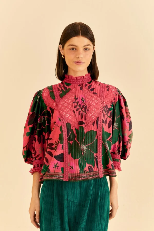 FARM Rio BLUSH FLORAL YARD BLOUSE New