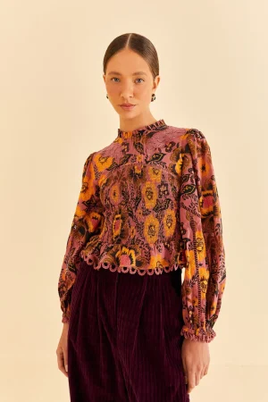 FARM Rio BLUSH GARDEN BLOOM SMOCKED BLOUSE Best
