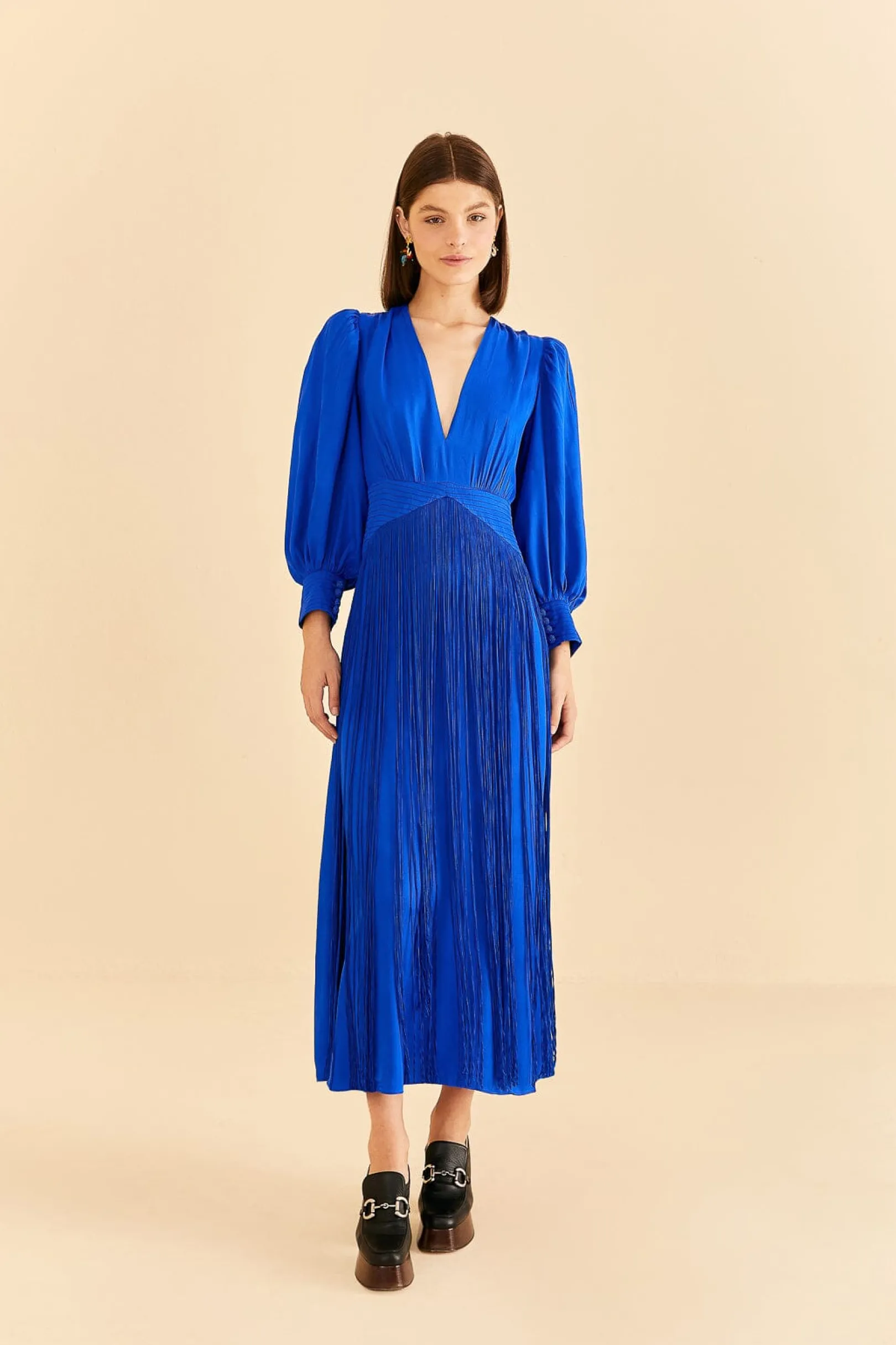 FARM Rio BRIGHT BLUE FRINGES MAXI DRESS Clearance
