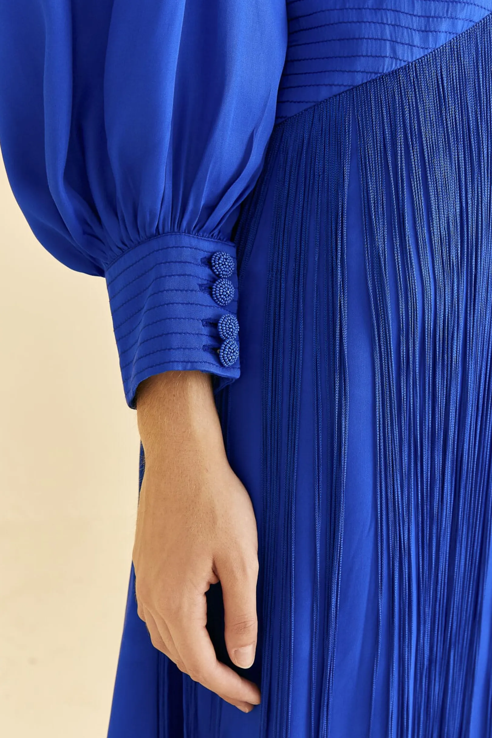 FARM Rio BRIGHT BLUE FRINGES MAXI DRESS Clearance