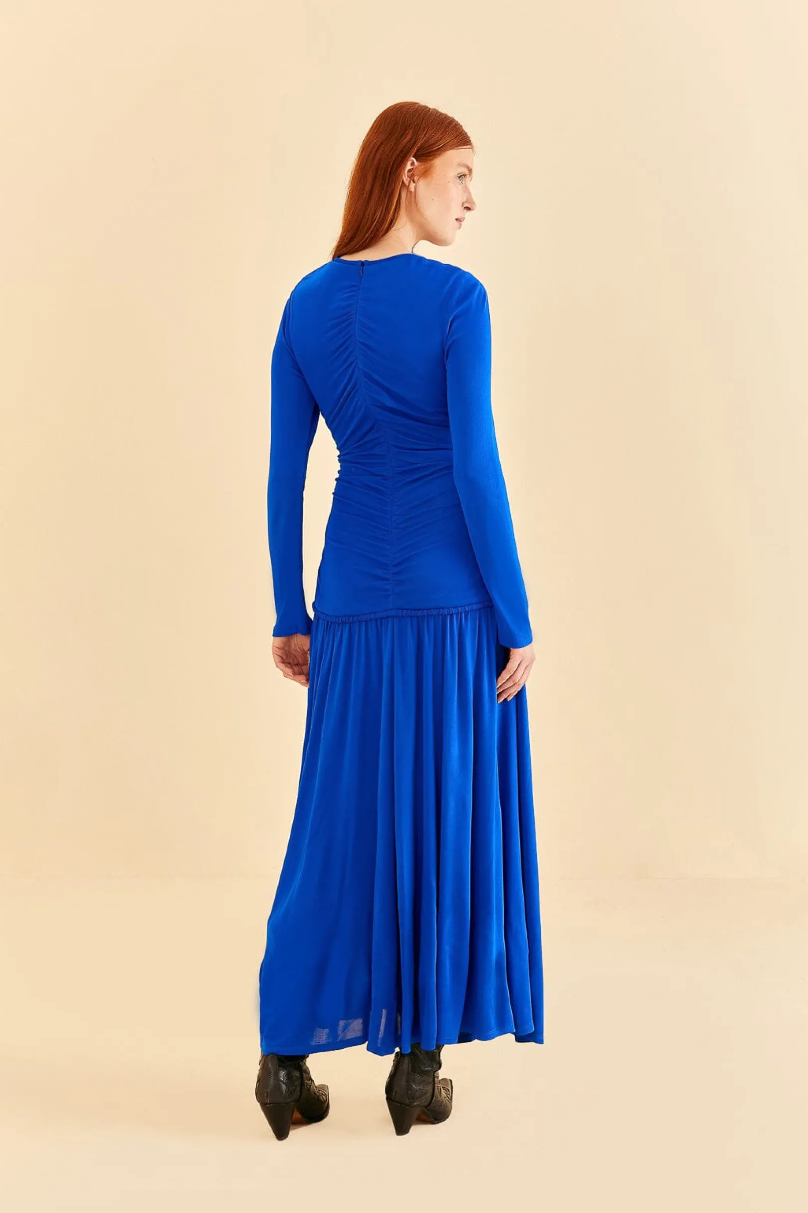 FARM Rio BRIGHT BLUE LONG SLEEVE MIDI DRESS Best Sale
