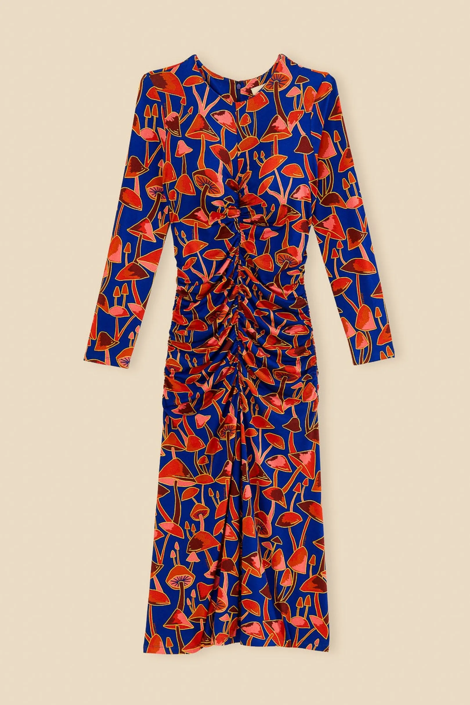 FARM Rio BRIGHT BLUE MUSHROOM SKETCH LENZING™ ECOVERO™ VISCOSE MIDI DRESS Cheap