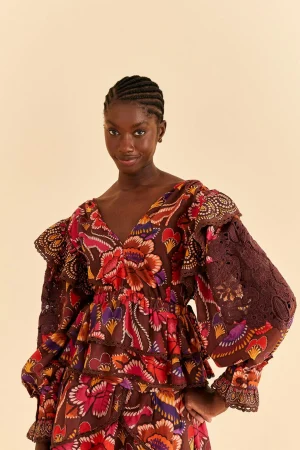 FARM Rio BROWN BRIGHT FLORA BLOUSE Online