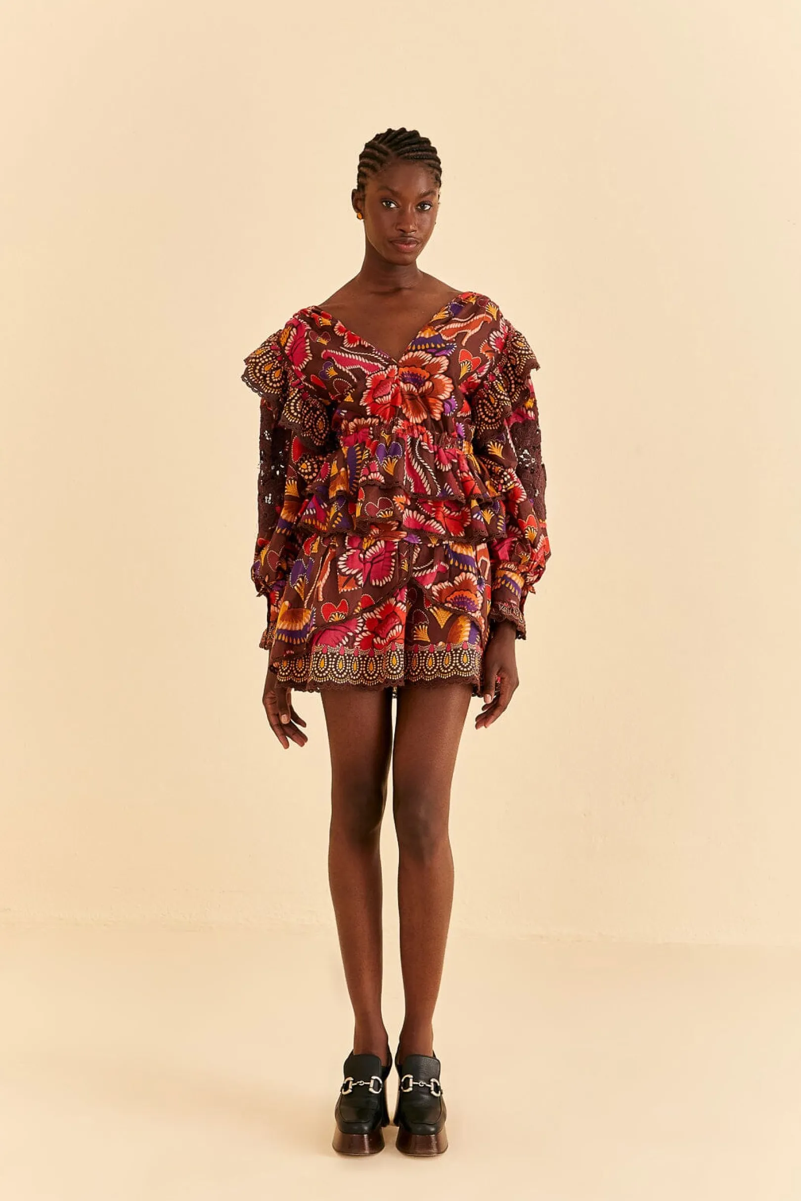 FARM Rio BROWN BRIGHT FLORA BLOUSE Online
