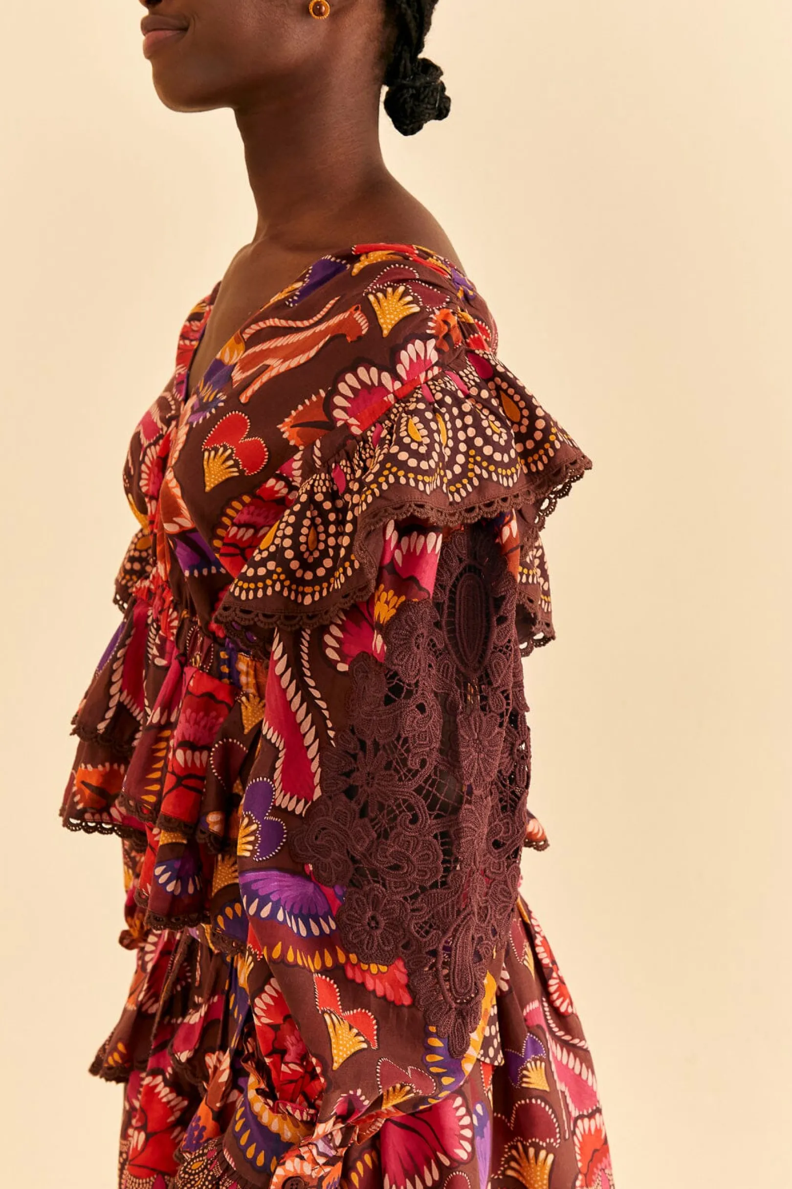 FARM Rio BROWN BRIGHT FLORA BLOUSE Online