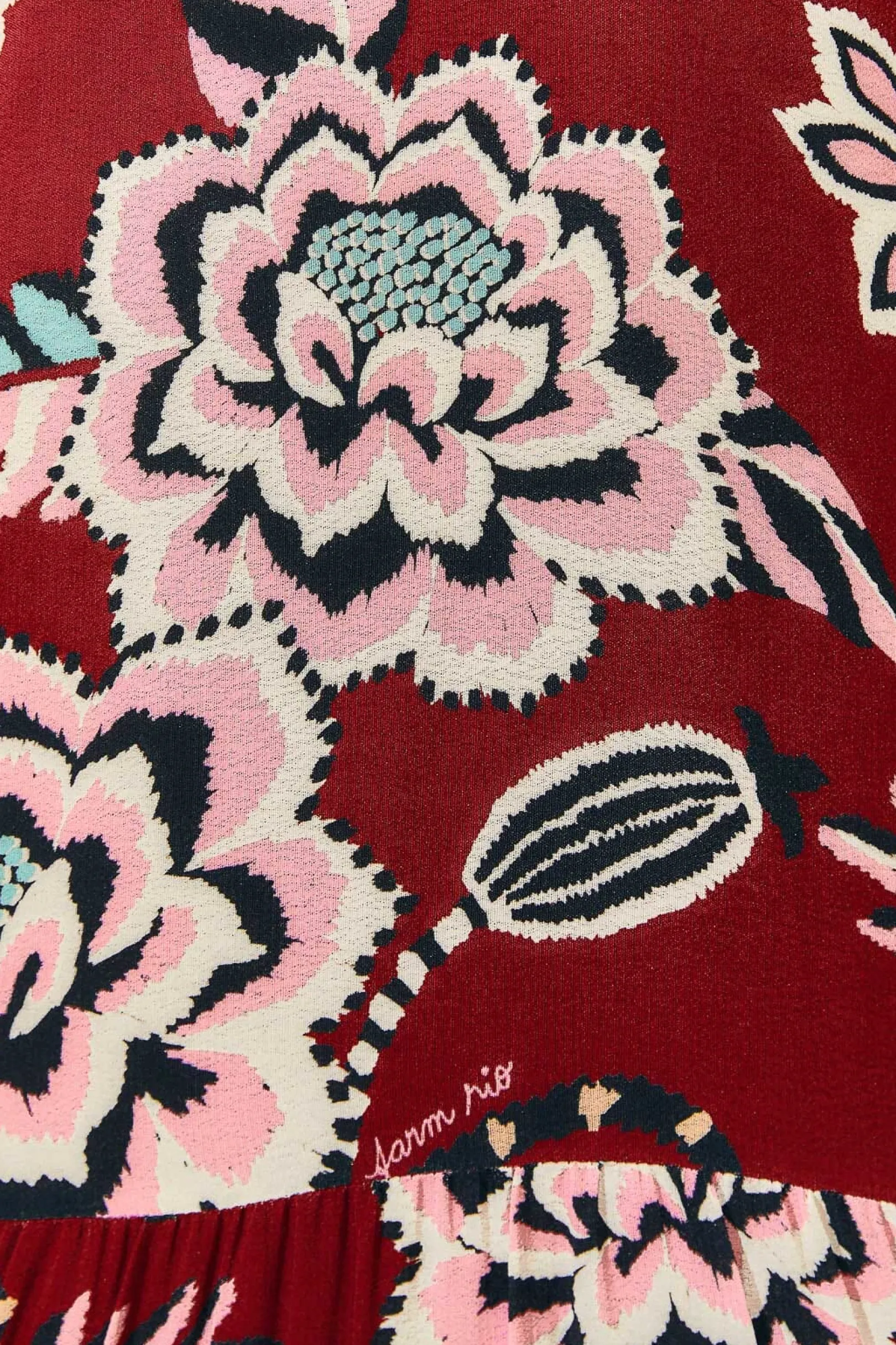 FARM Rio BURGUNDY PINEAPPLE INSPIRATION V NECK MAXI DRESS Clearance