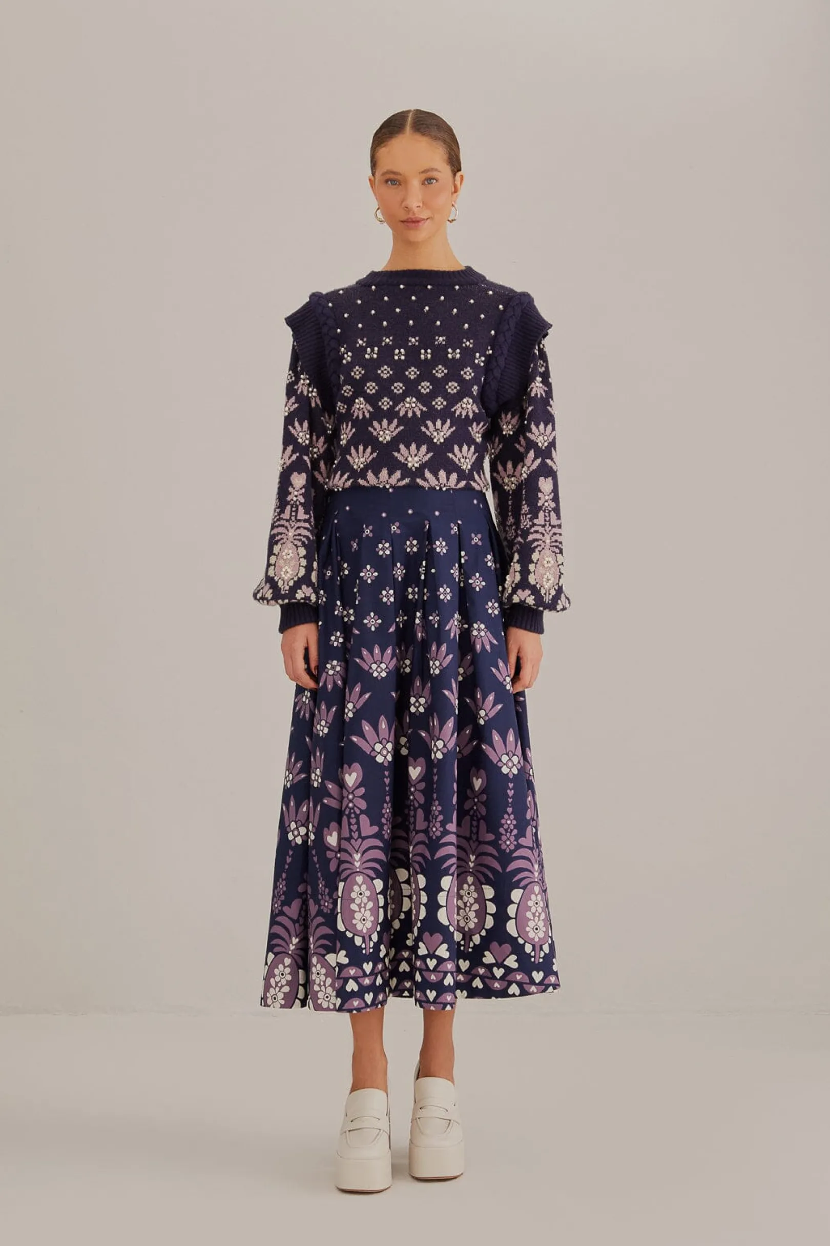 FARM Rio DARK BLUE AINIKA MARTINA MIDI SKIRT Sale