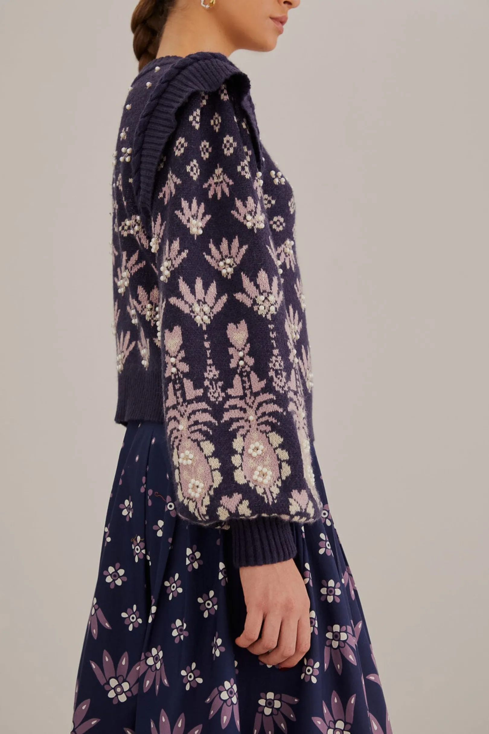 FARM Rio DARK BLUE AINIKA MARTINA KNIT SWEATER Discount