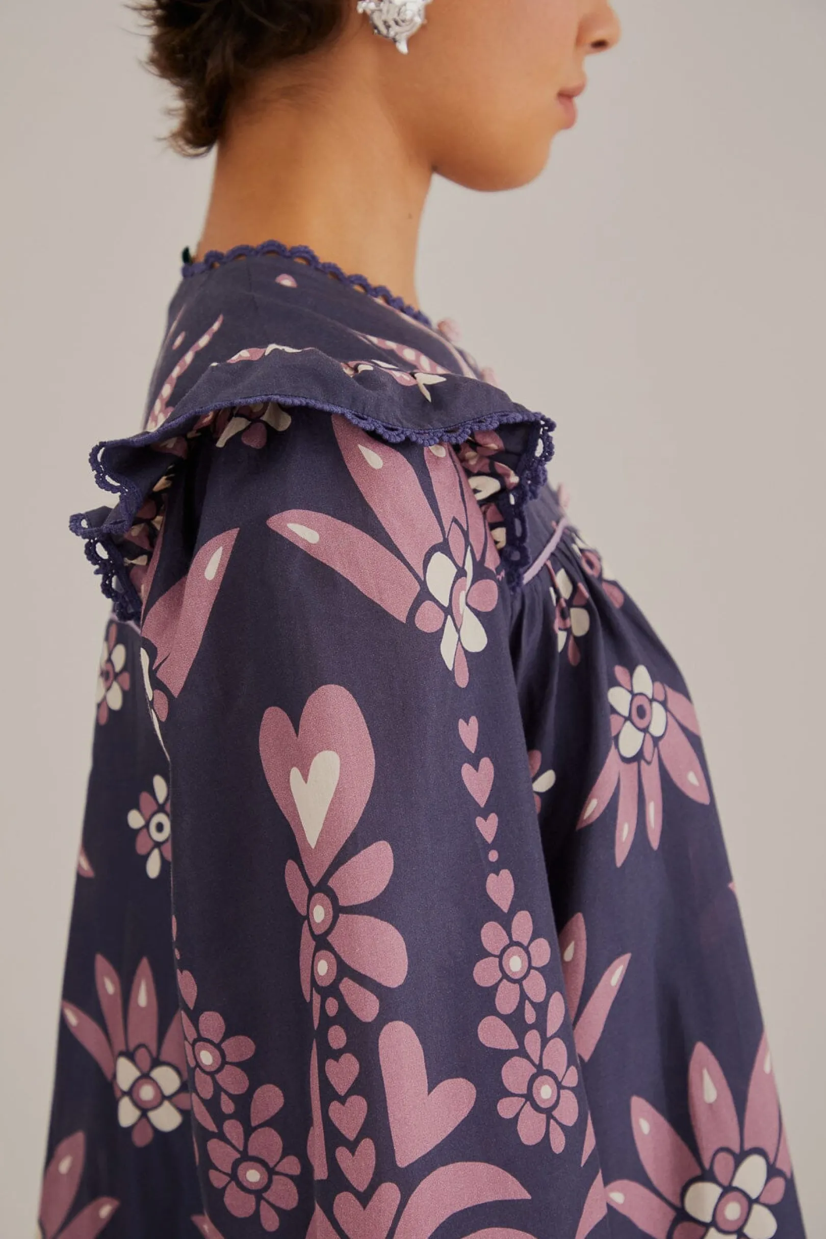 FARM Rio DARK BLUE AINIKA MARTINA LONG SLEEVE MINI DRESS Sale