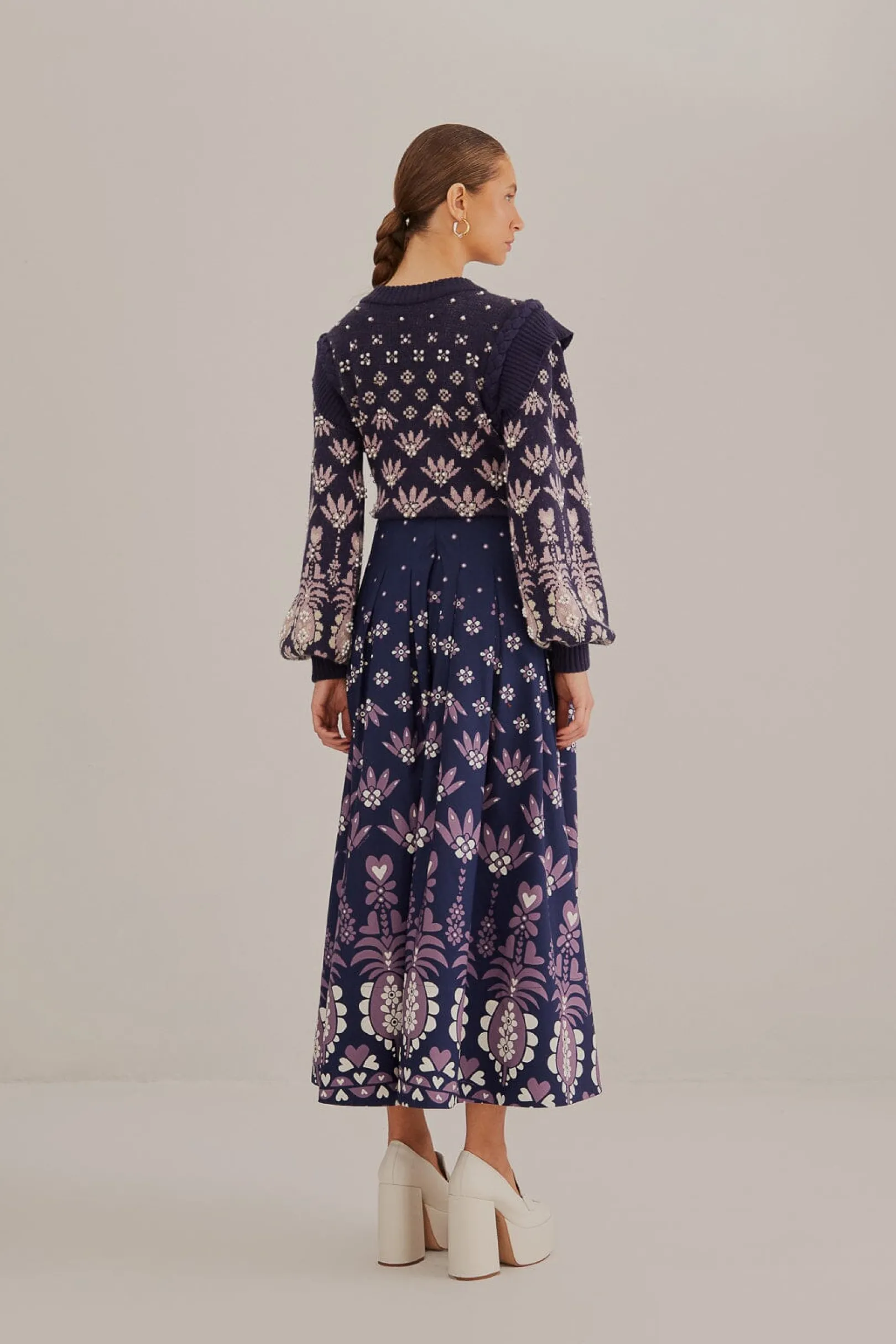 FARM Rio DARK BLUE AINIKA MARTINA MIDI SKIRT Sale