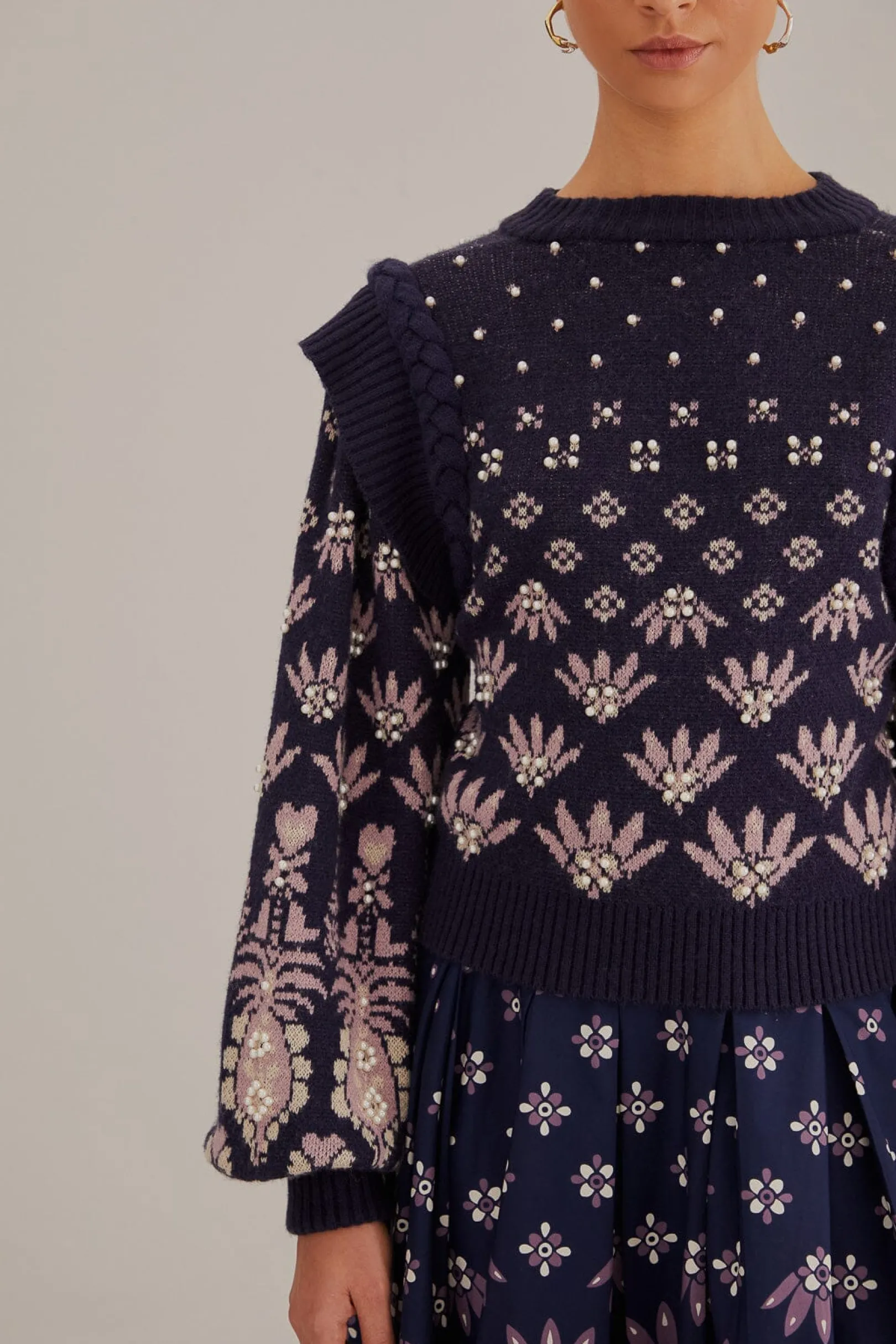 FARM Rio DARK BLUE AINIKA MARTINA KNIT SWEATER Discount