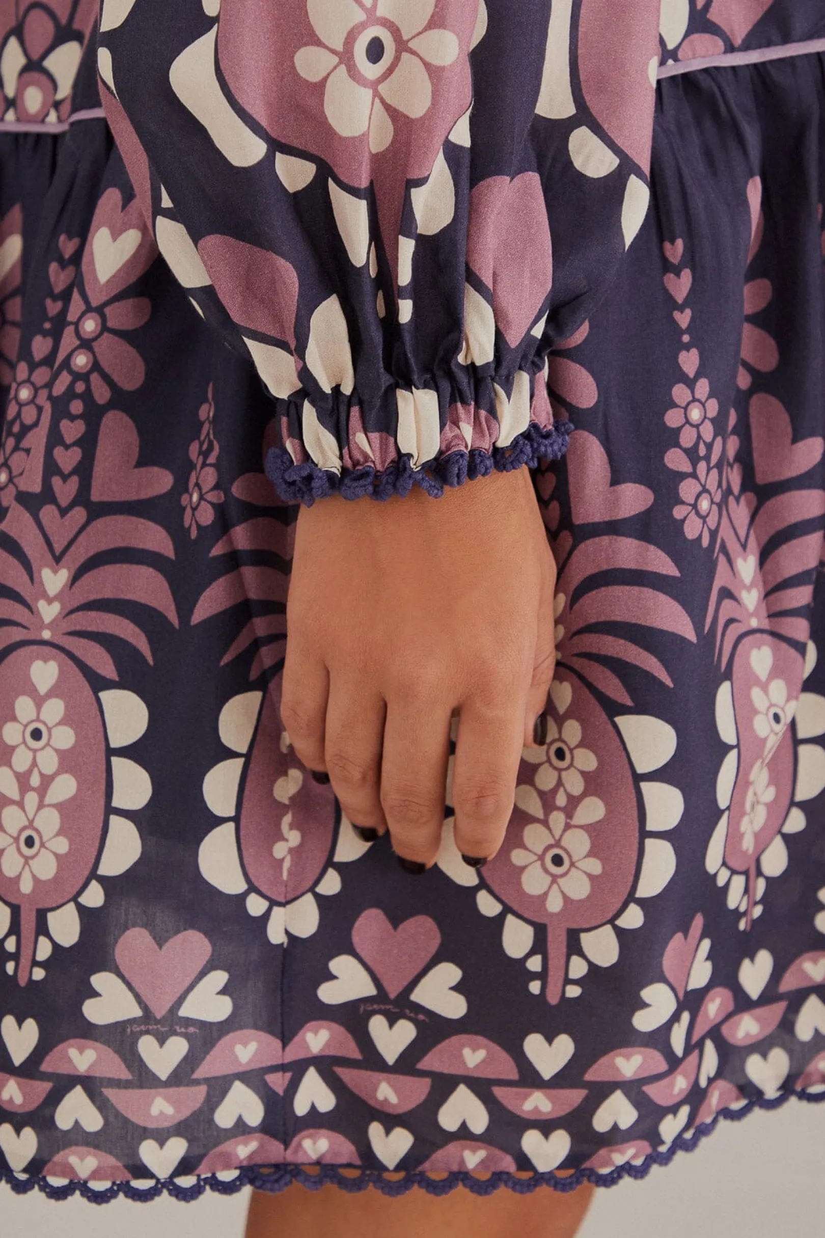 FARM Rio DARK BLUE AINIKA MARTINA LONG SLEEVE MINI DRESS Sale