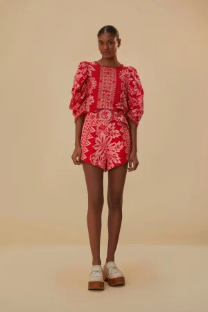 FARM Rio FLORA TAPESTRY RED SHORTS Hot