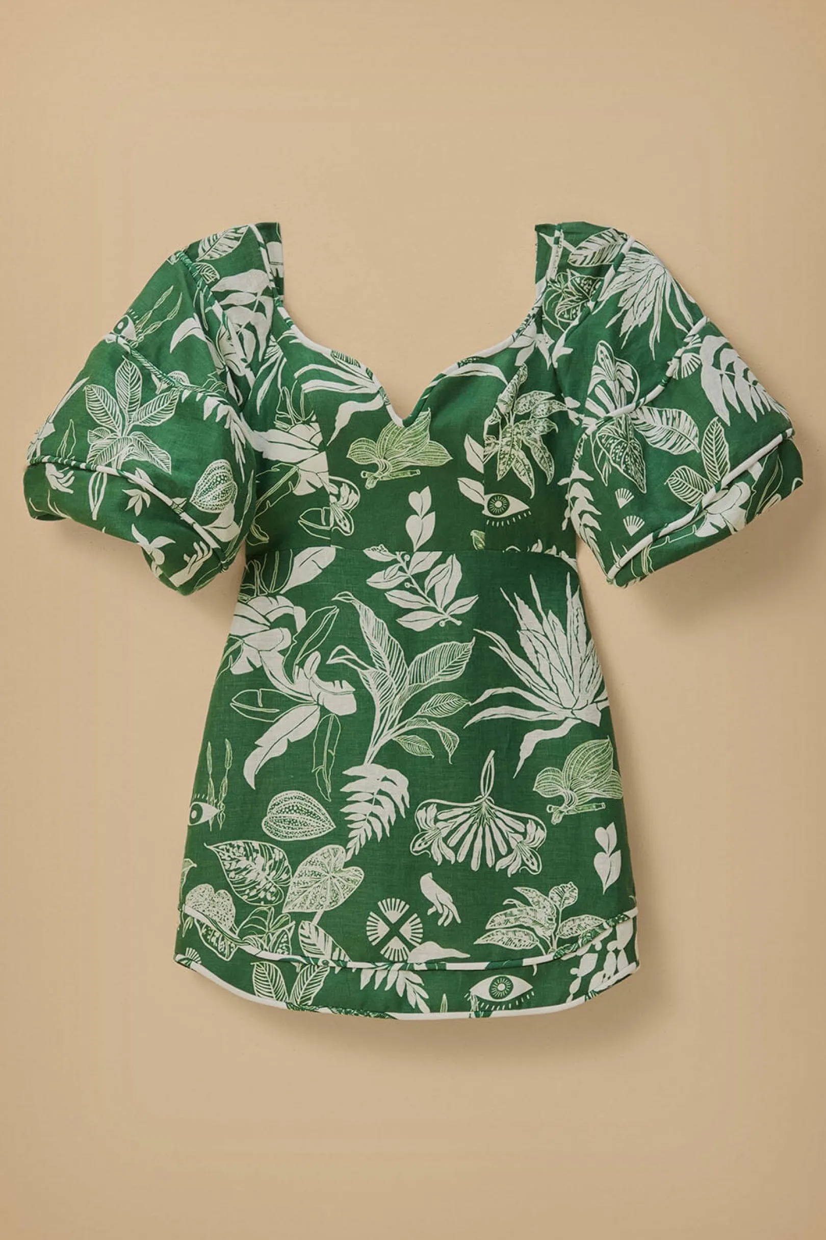FARM Rio FOREST SOUL GREEN SHORT SLEEVE MINI DRESS Outlet