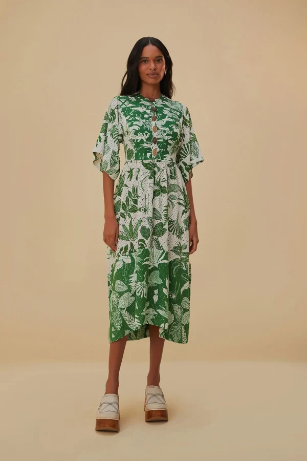 FARM Rio  FOREST SOUL SHORT SLEEVE MIDI DRESS New
