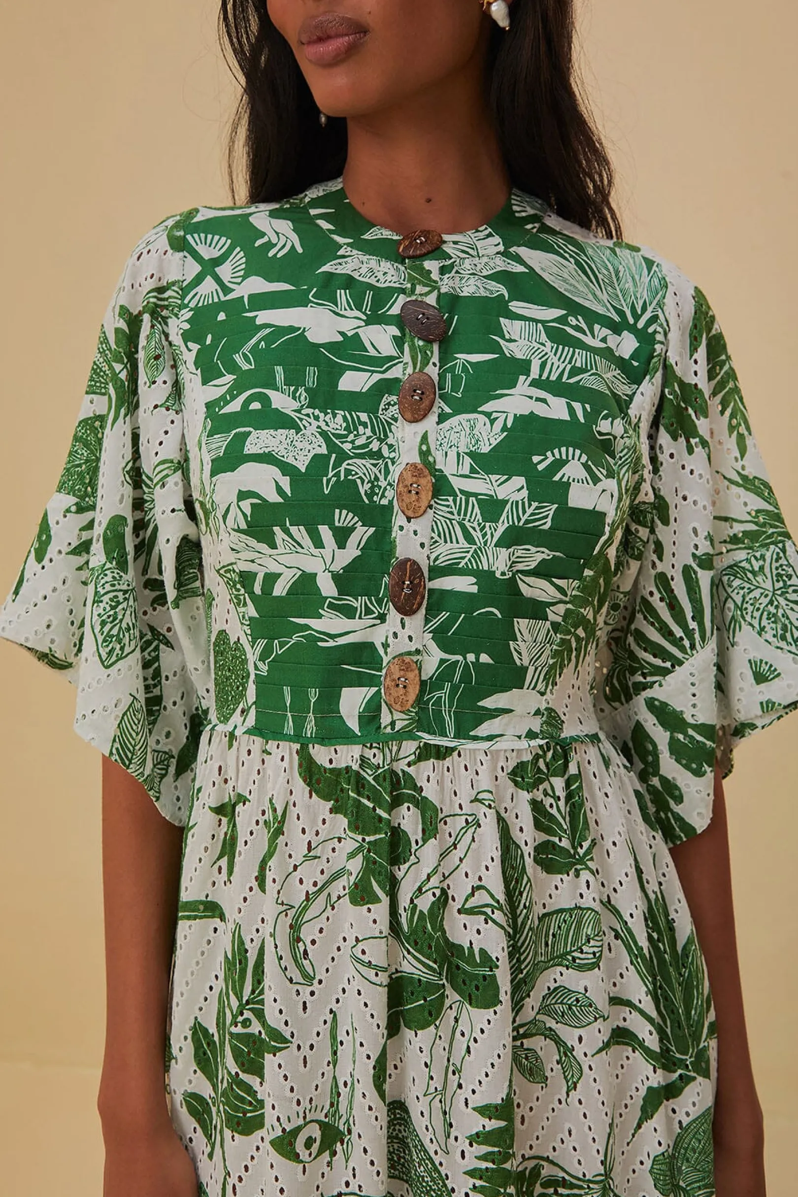 FARM Rio FOREST SOUL SHORT SLEEVE MIDI DRESS New