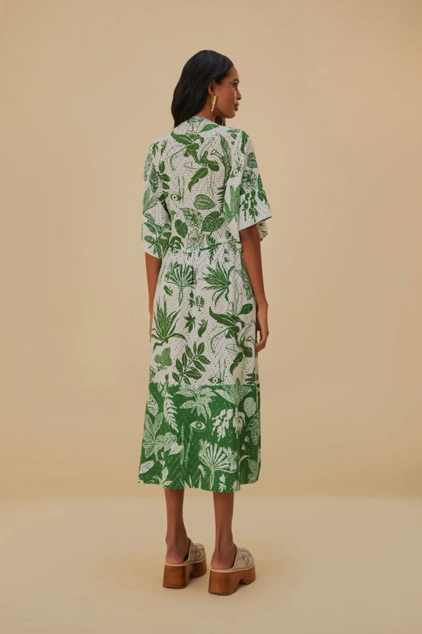 FARM Rio FOREST SOUL SHORT SLEEVE MIDI DRESS New