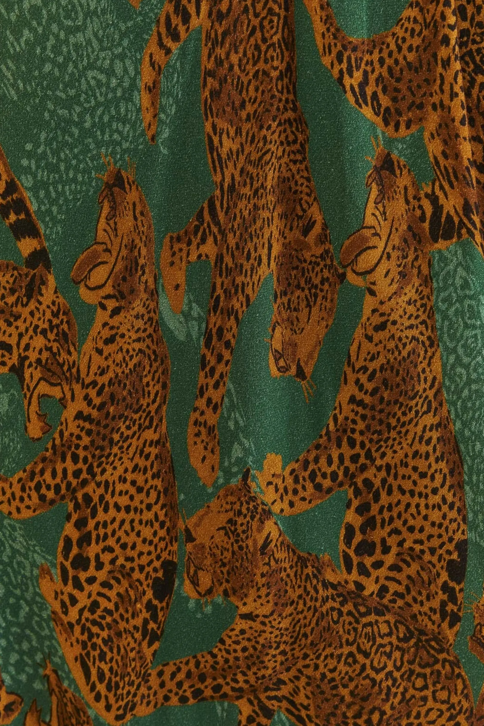 FARM Rio GREEN ARTSY LEOPARDS LONG SLEEVE MAXI DRESS Best