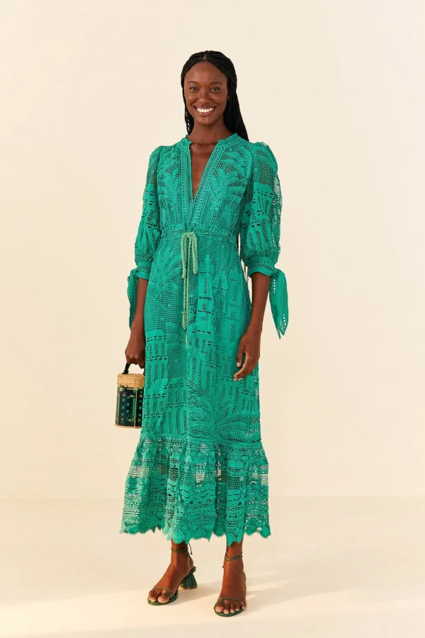 FARM Rio GREEN MORADA BOA GUIPURE DRESS Shop