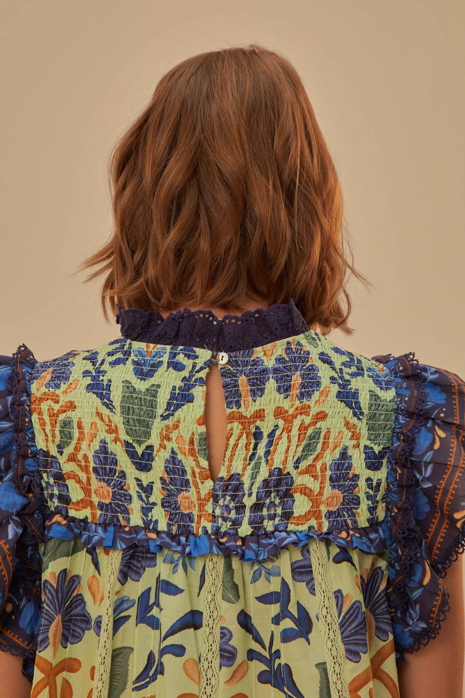 FARM Rio GREEN OCEAN TAPESTRY LACE BLOUSE Shop