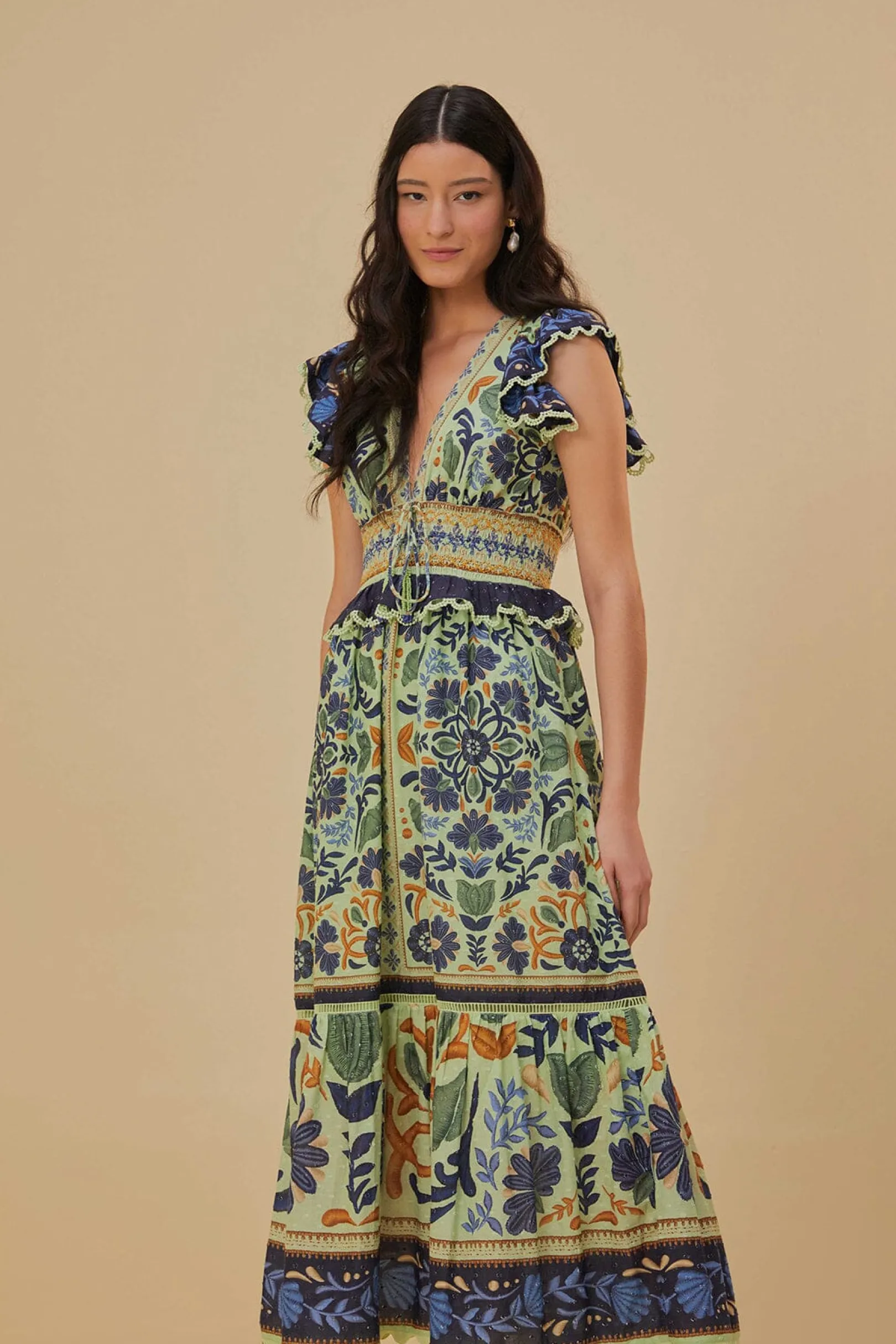 FARM Rio GREEN OCEAN TAPESTRY MAXI DRESS Store