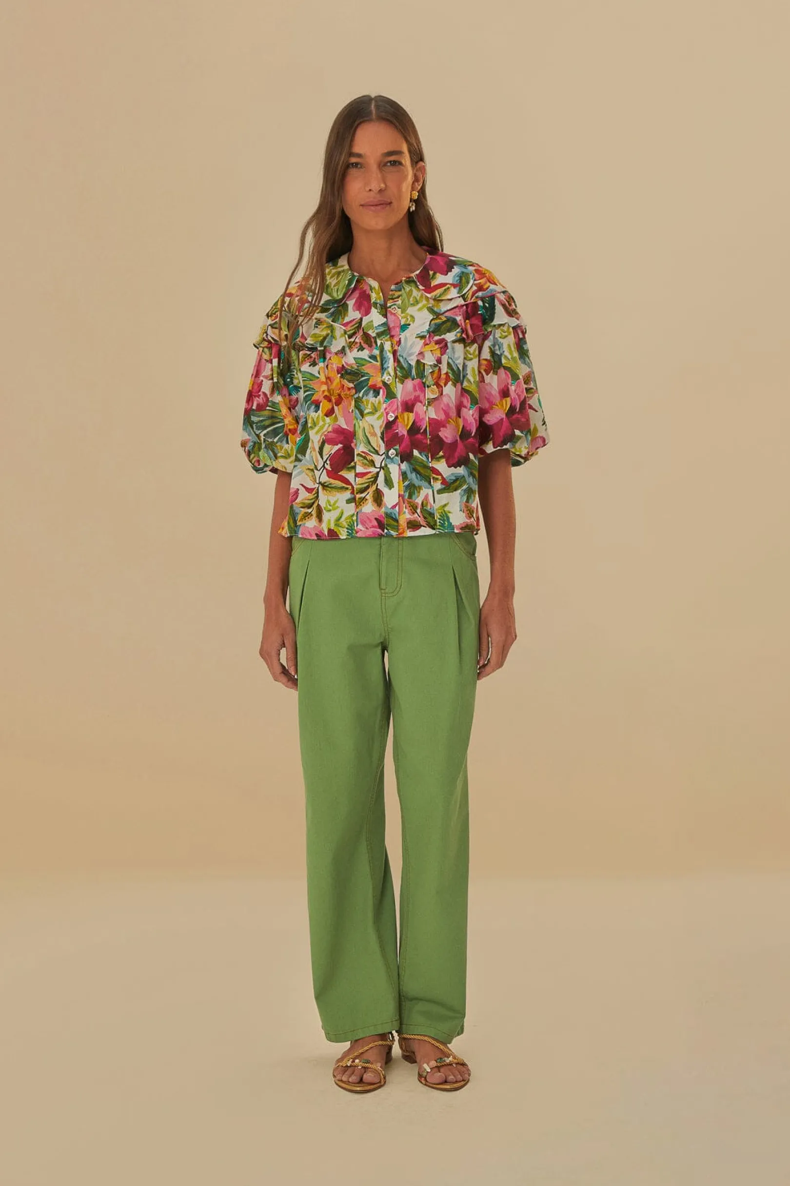 FARM Rio GREEN PLEAT PANTS Shop