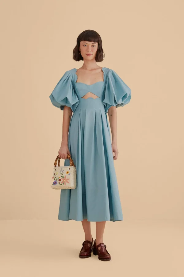 FARM Rio GREY BLUE CUT OUT MIDI DRESS Sale