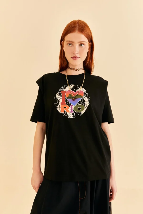 FARM Rio I LOVE RIO SHOULDER PADS ORGANIC COTTON T-SHIRT Sale