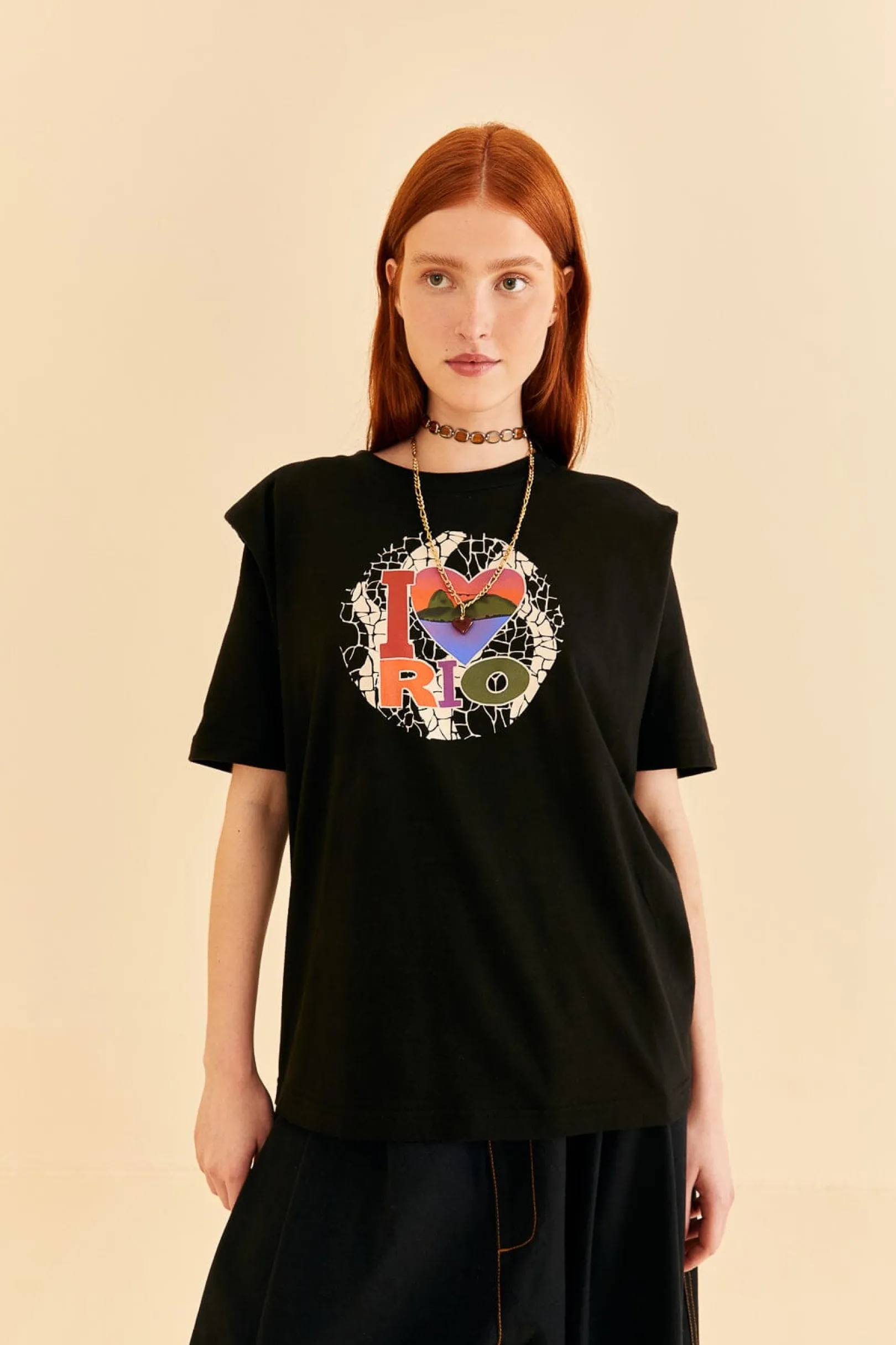 FARM Rio I LOVE RIO SHOULDER PADS ORGANIC COTTON T-SHIRT Sale