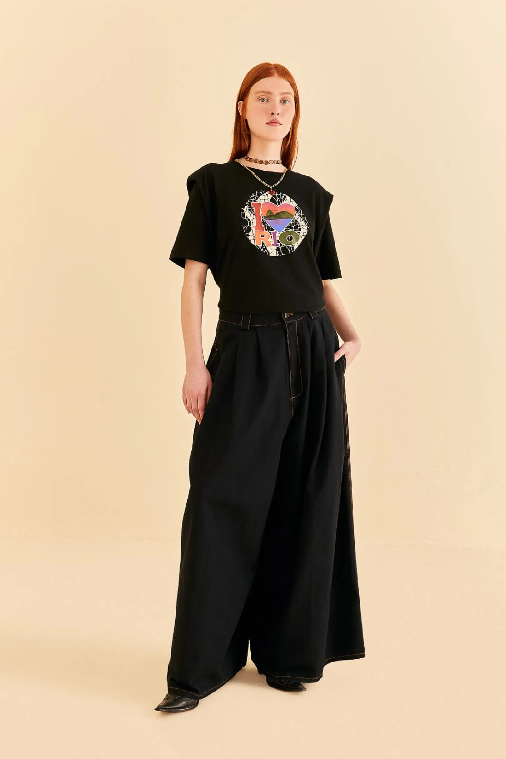 FARM Rio I LOVE RIO SHOULDER PADS ORGANIC COTTON T-SHIRT Sale