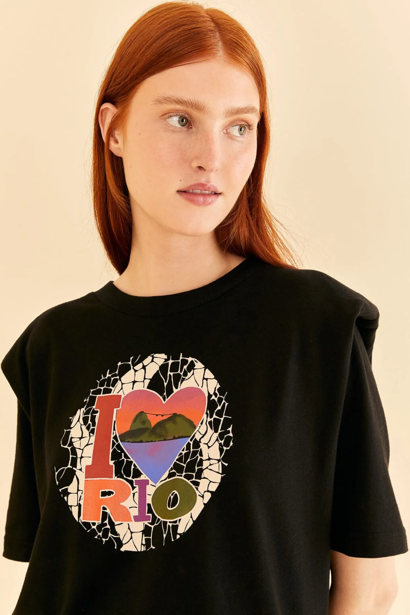 FARM Rio I LOVE RIO SHOULDER PADS ORGANIC COTTON T-SHIRT Sale