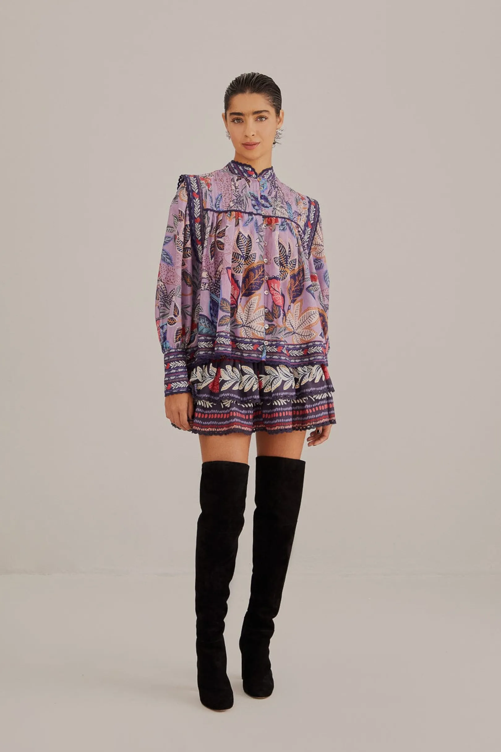 FARM Rio LAVENDER WILD NIGHT MINI SKIRT Sale