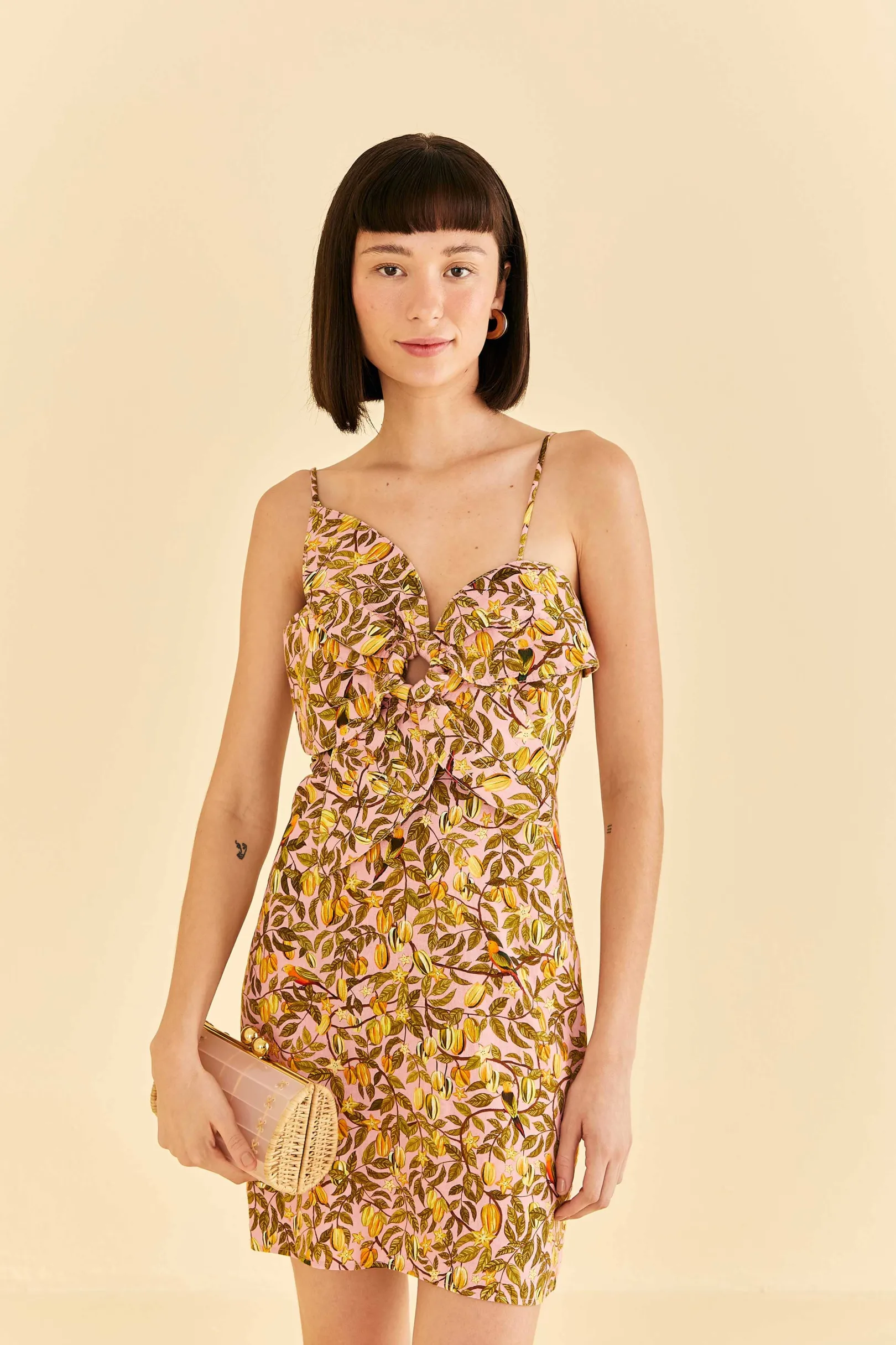 FARM Rio LIGHT PINK STAR FRUIT FLOWER MINI DRESS New