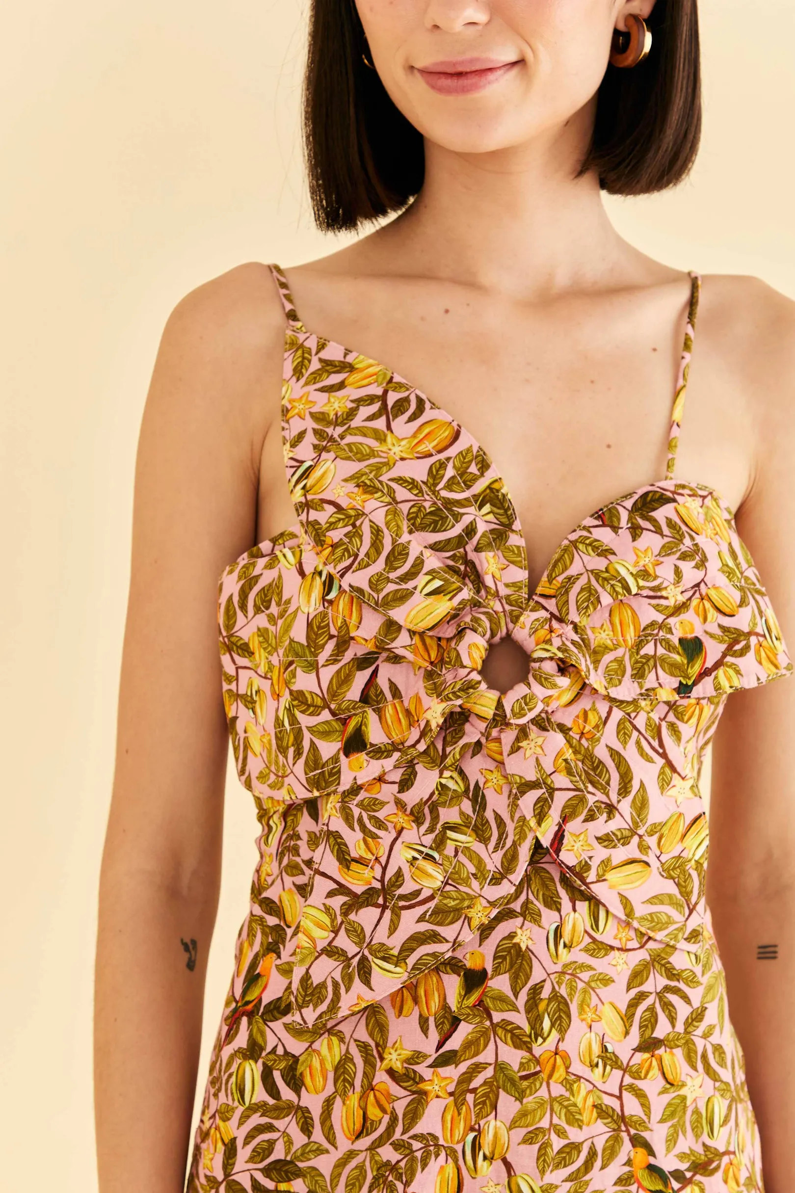 FARM Rio LIGHT PINK STAR FRUIT FLOWER MINI DRESS New