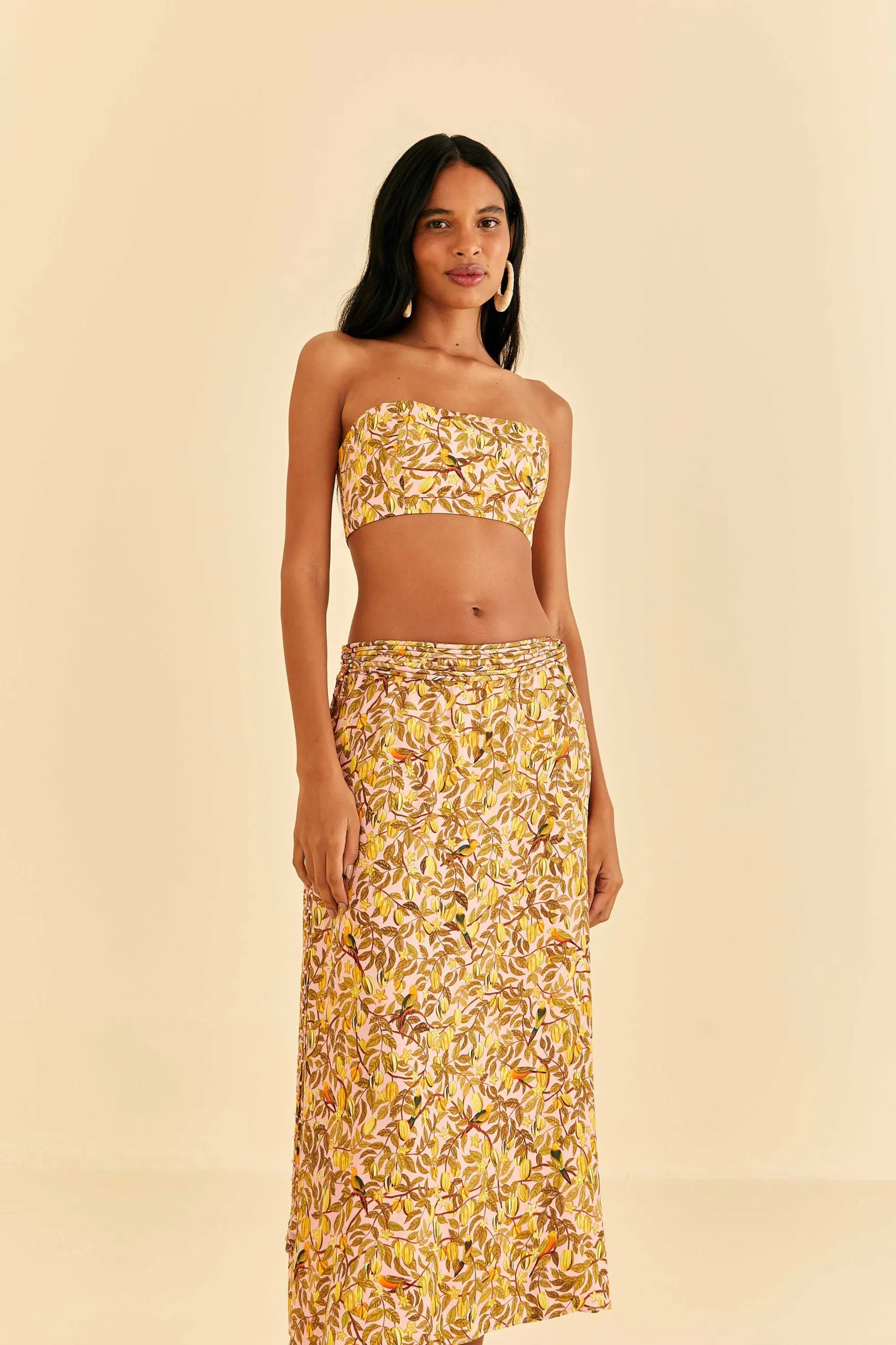 FARM Rio LIGHT PINK STAR FRUIT MIDI SKIRT Flash Sale