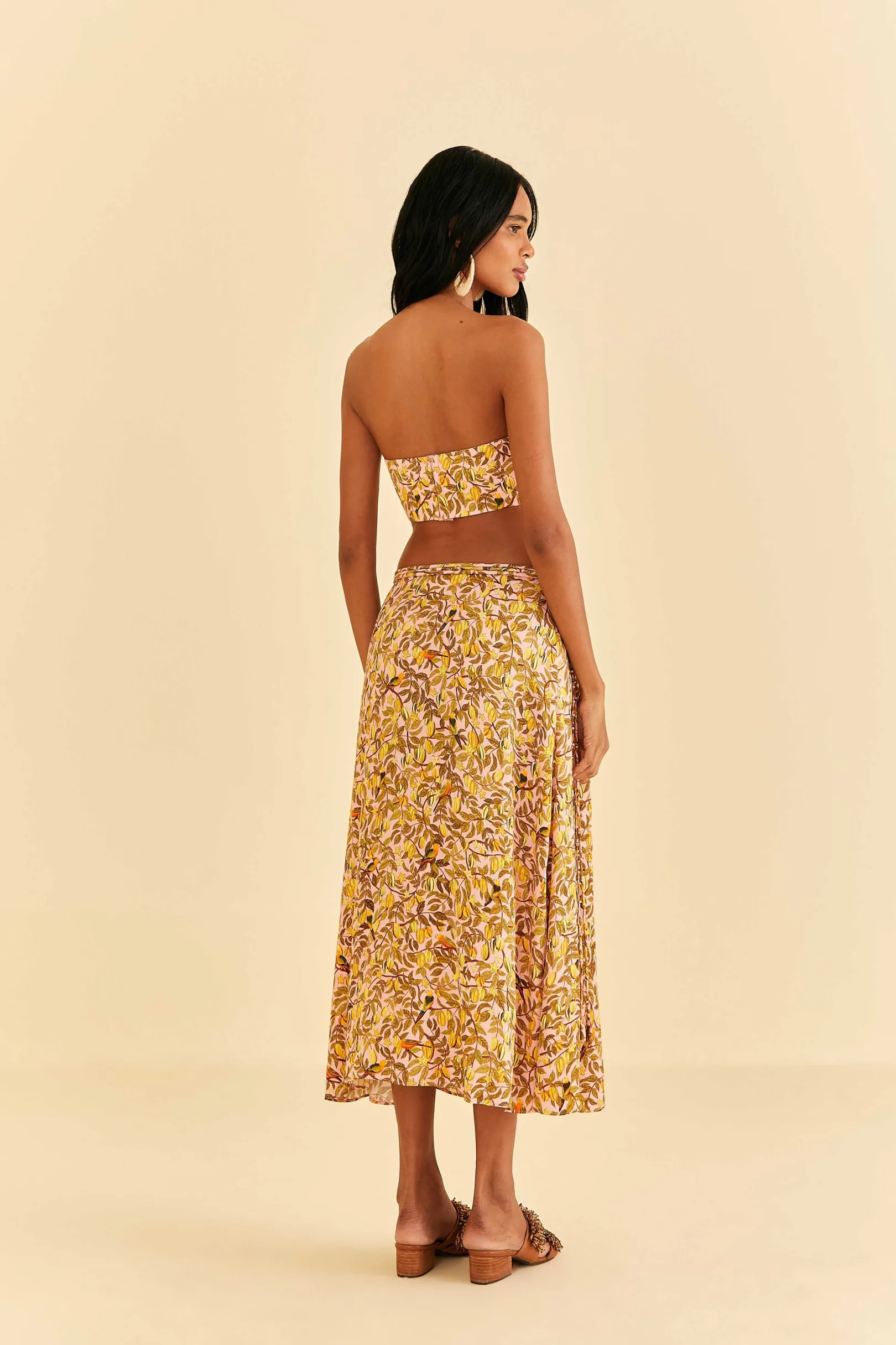 FARM Rio LIGHT PINK STAR FRUIT MIDI SKIRT Flash Sale