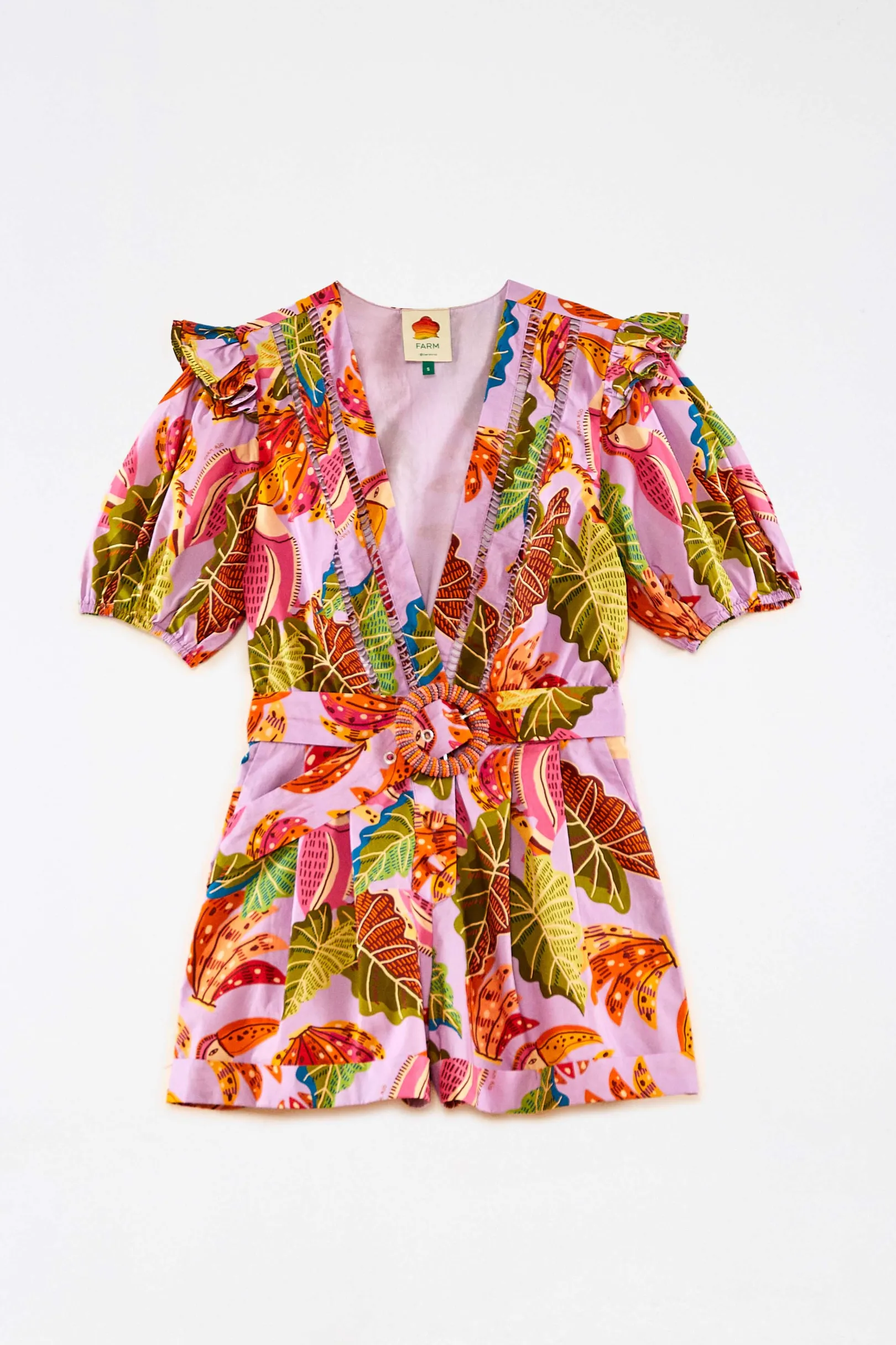 FARM Rio LILAC BEAKS & BANANAS V NECK ROMPER Fashion