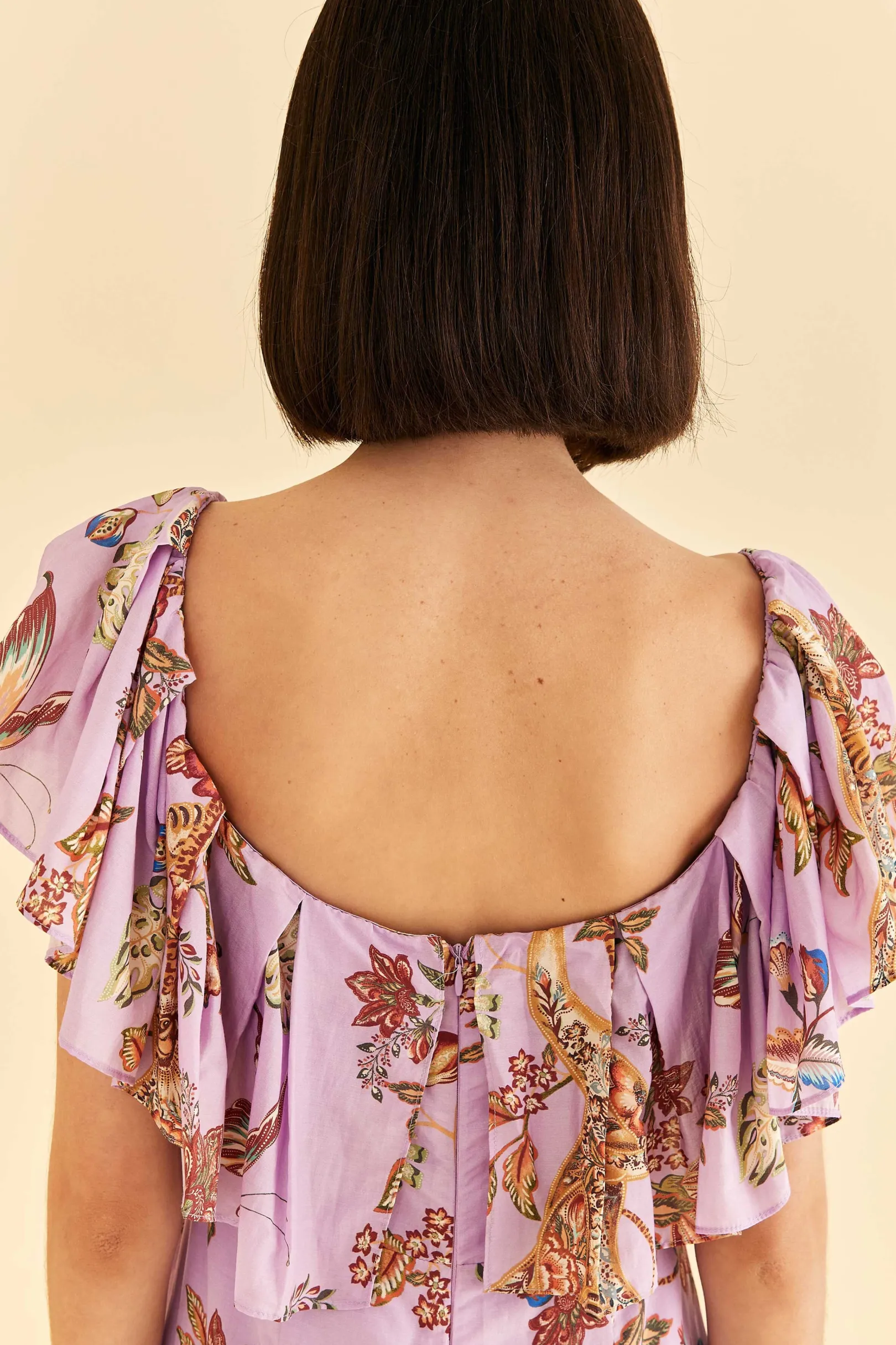 FARM Rio LILAC FLORAL MONKEY SHORT SLEEVE MAXI DRESS Best Sale