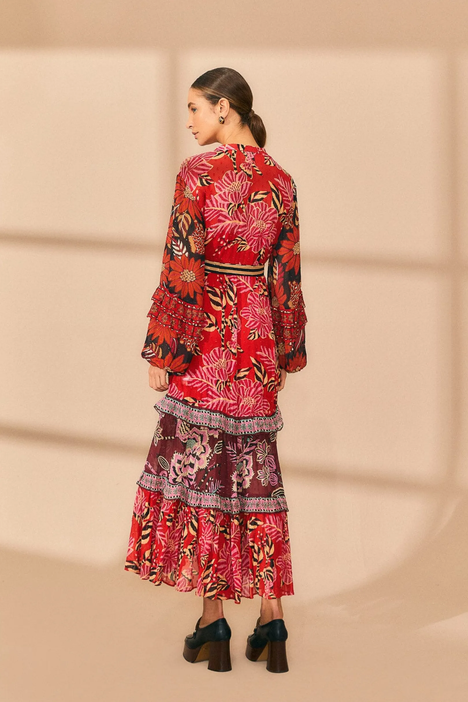 FARM Rio MIXED FLORAL PRINTS LONG SLEEVE MAXI DRESS Sale
