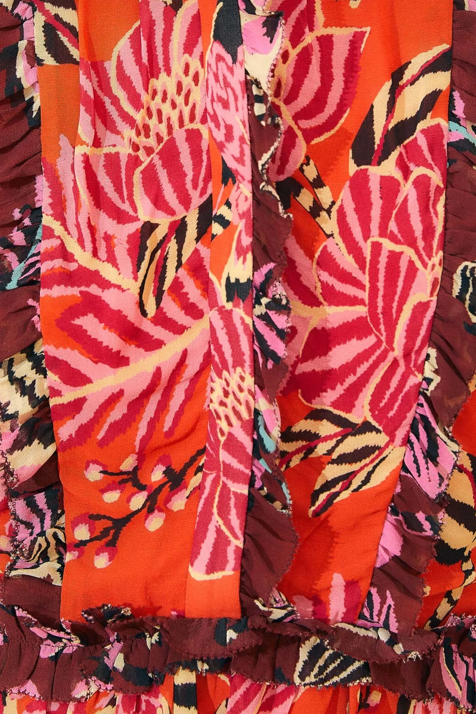 FARM Rio MIXED FLORAL RUFFLE MINI DRESS Clearance