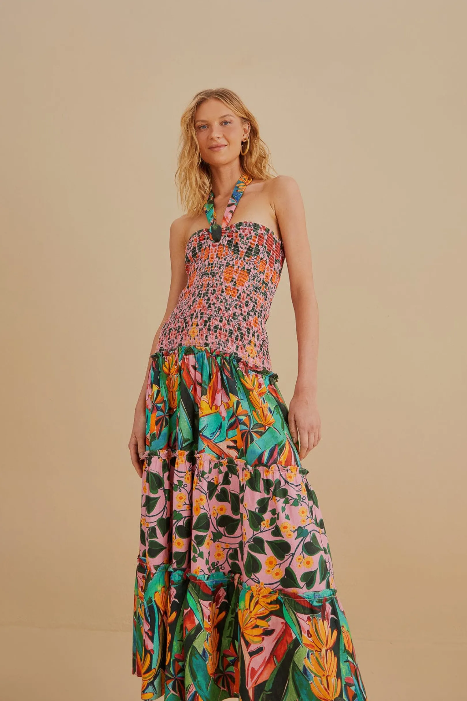 FARM Rio MIXED HEART IVY SCARF SLEEVELESS MIDI DRESS Store