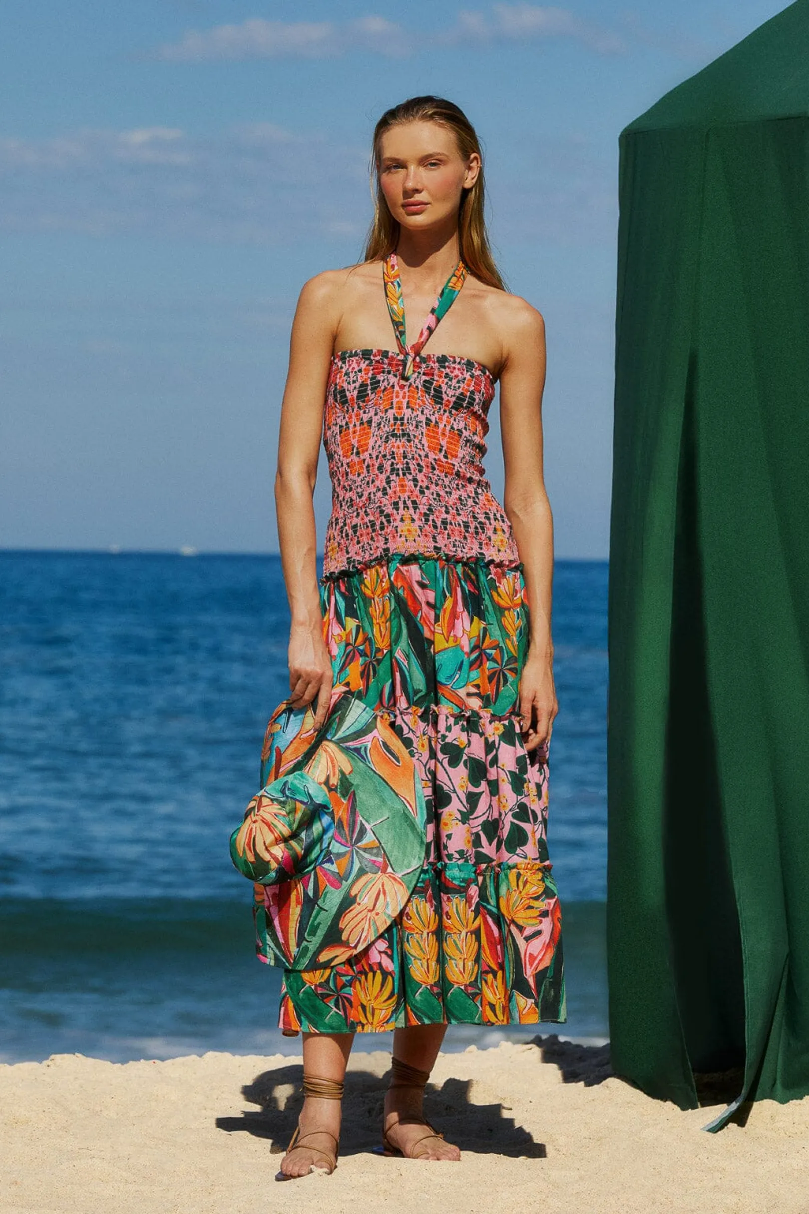 FARM Rio MIXED HEART IVY SCARF SLEEVELESS MIDI DRESS Store