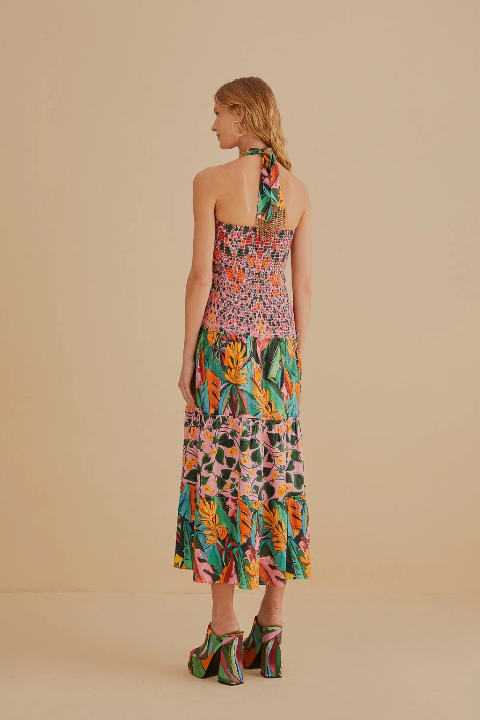 FARM Rio MIXED HEART IVY SCARF SLEEVELESS MIDI DRESS Store