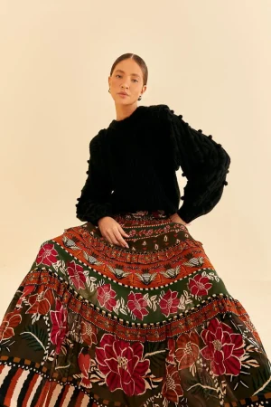 FARM Rio MULTICOLOR AINIKA FLORAL GARDEN TIERED MAXI SKIRT Outlet