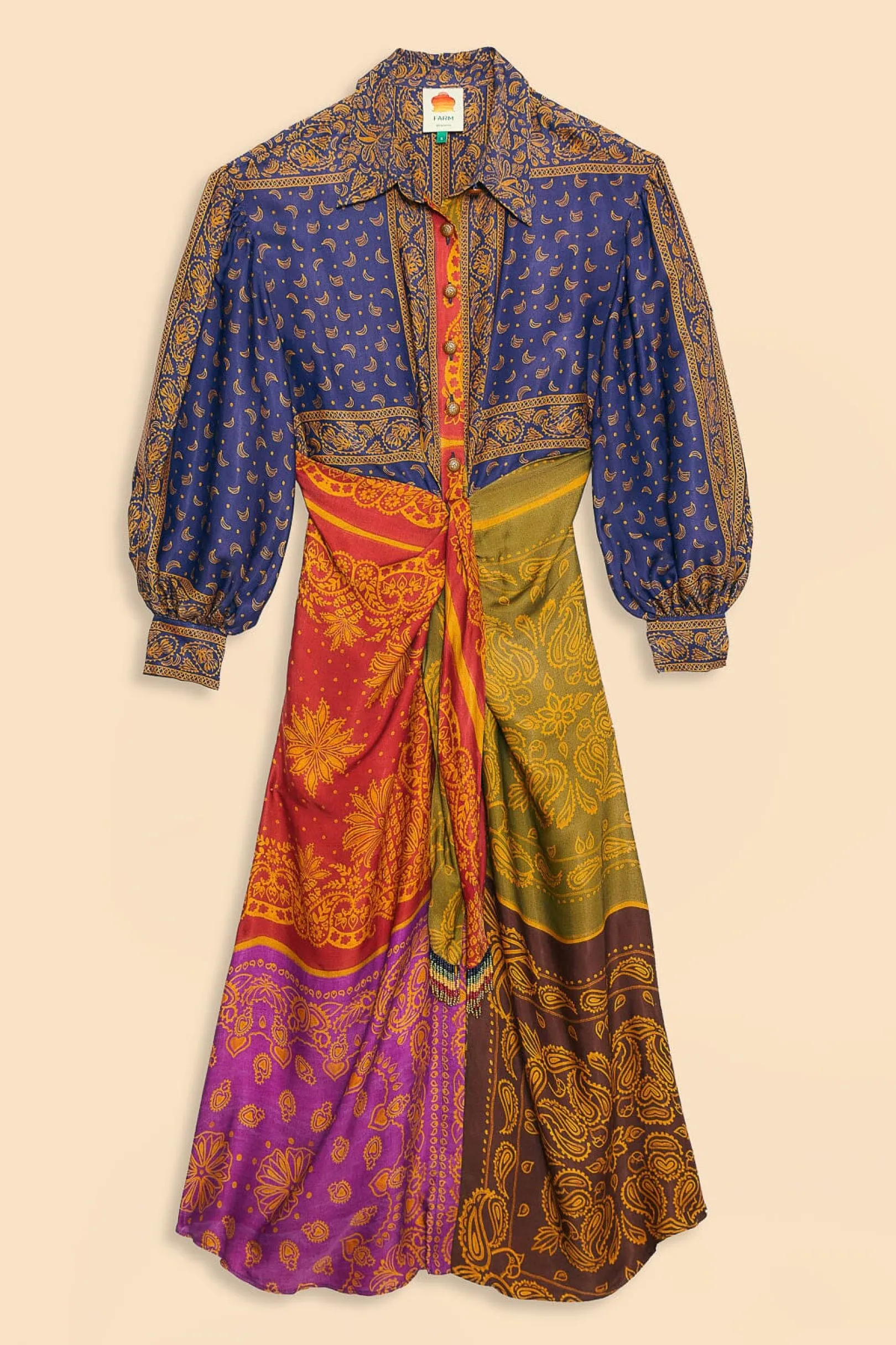 FARM Rio MULTICOLOR BANDANA DREAM MIDI SHIRTDRESS Discount