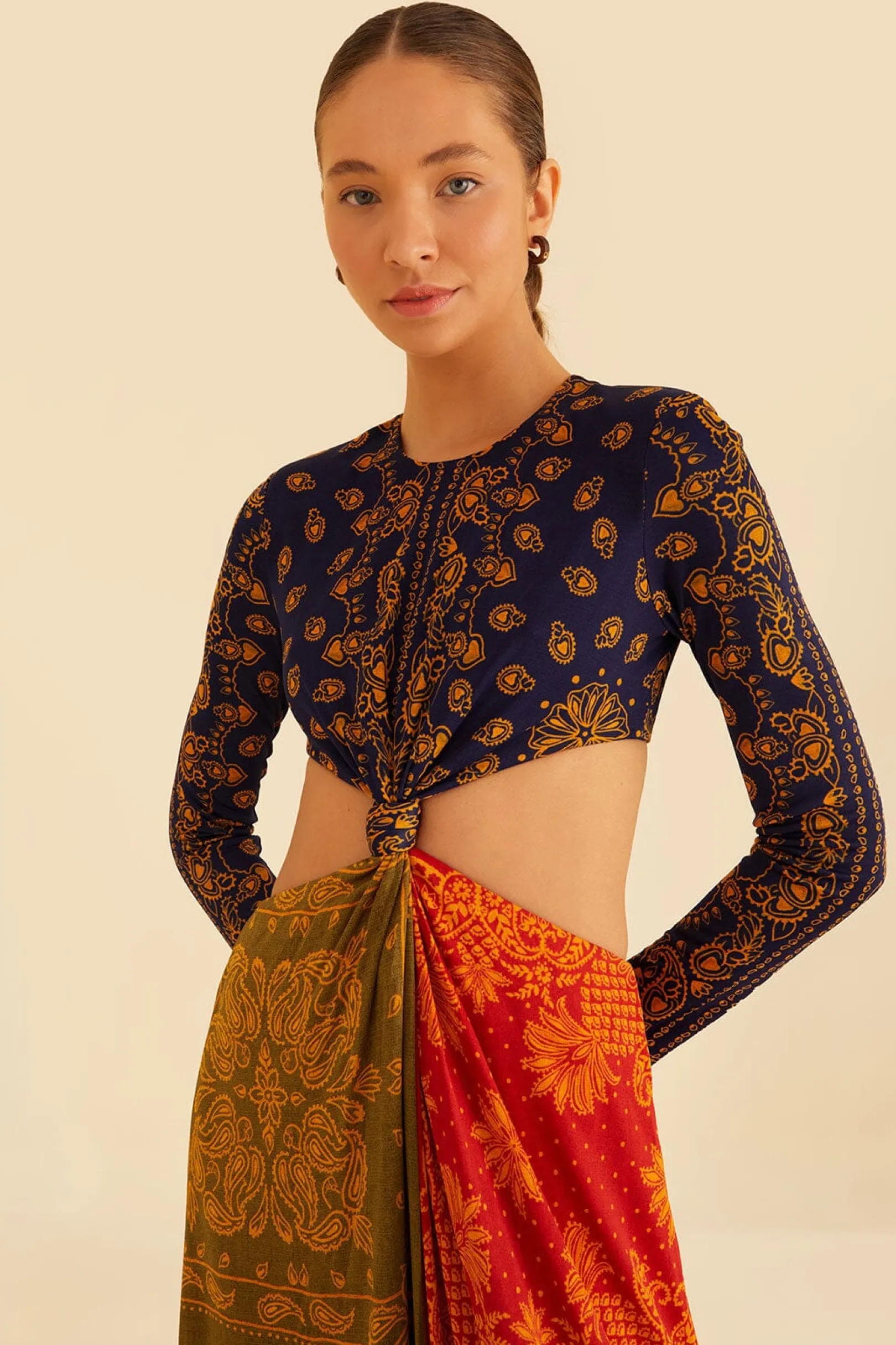FARM Rio MULTICOLOR BANDANA DREAM CUT OUT MAXI DRESS Outlet