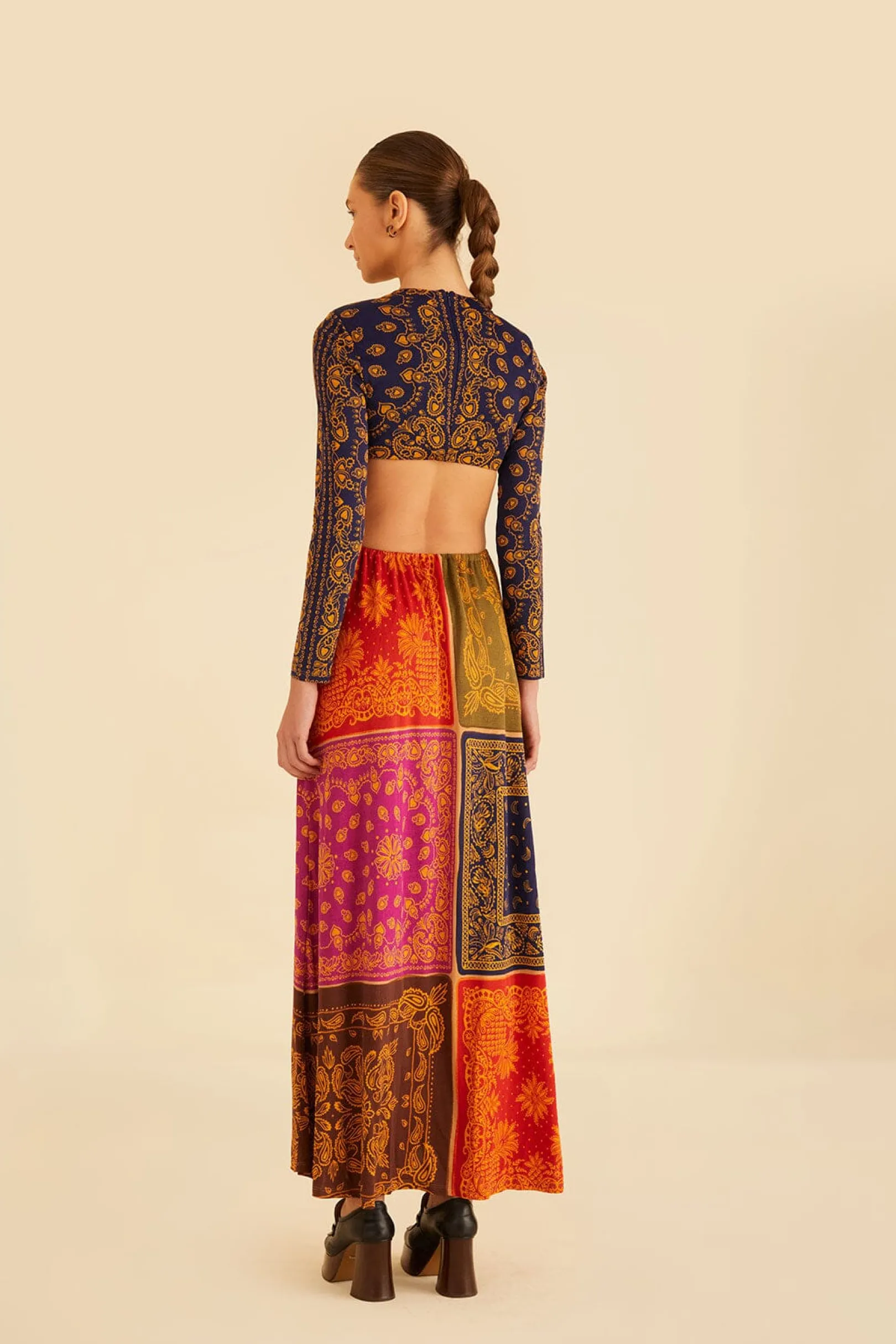 FARM Rio MULTICOLOR BANDANA DREAM CUT OUT MAXI DRESS Outlet